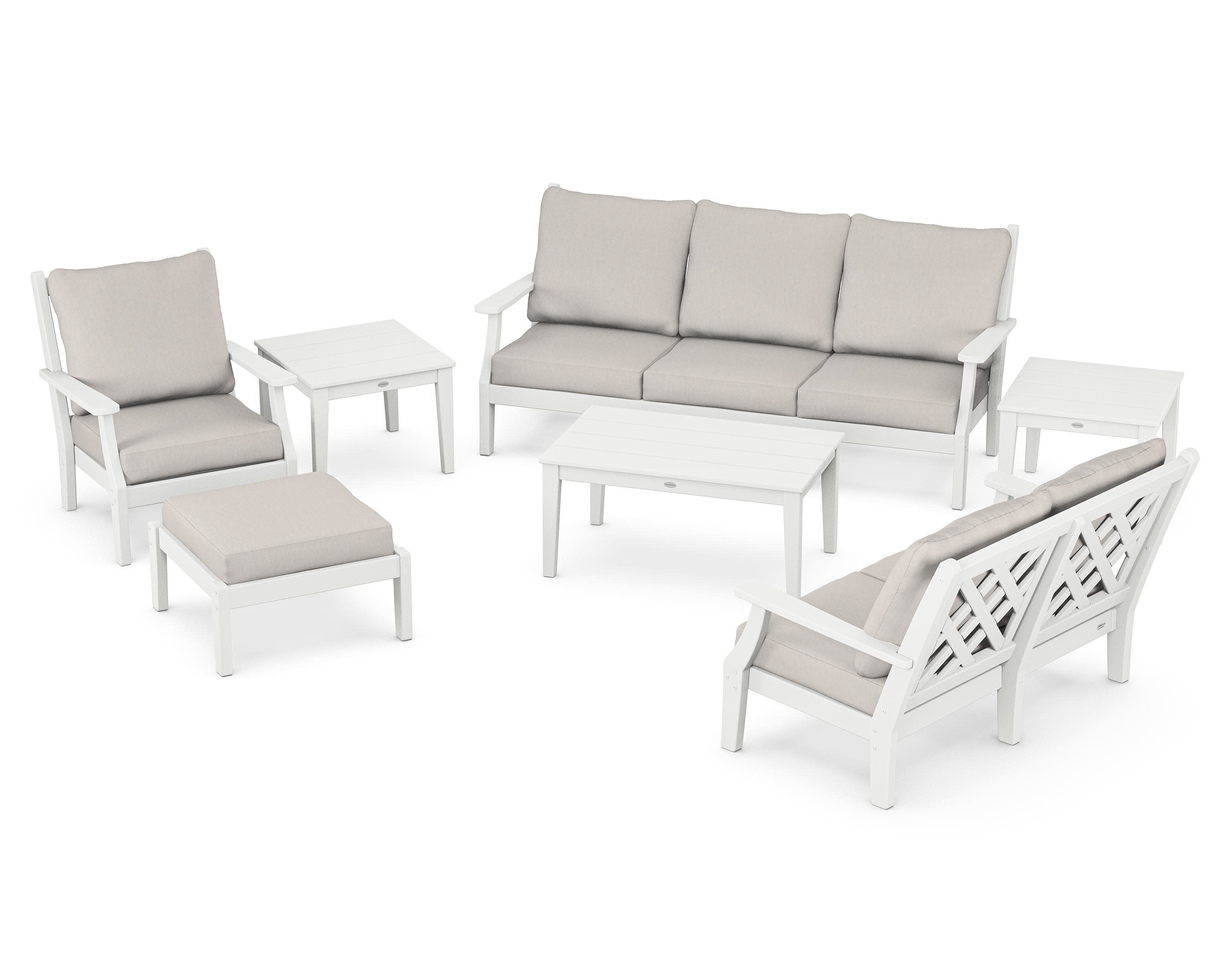 Wovendale 7-Piece Deep Seating Set in White / Cast Ash