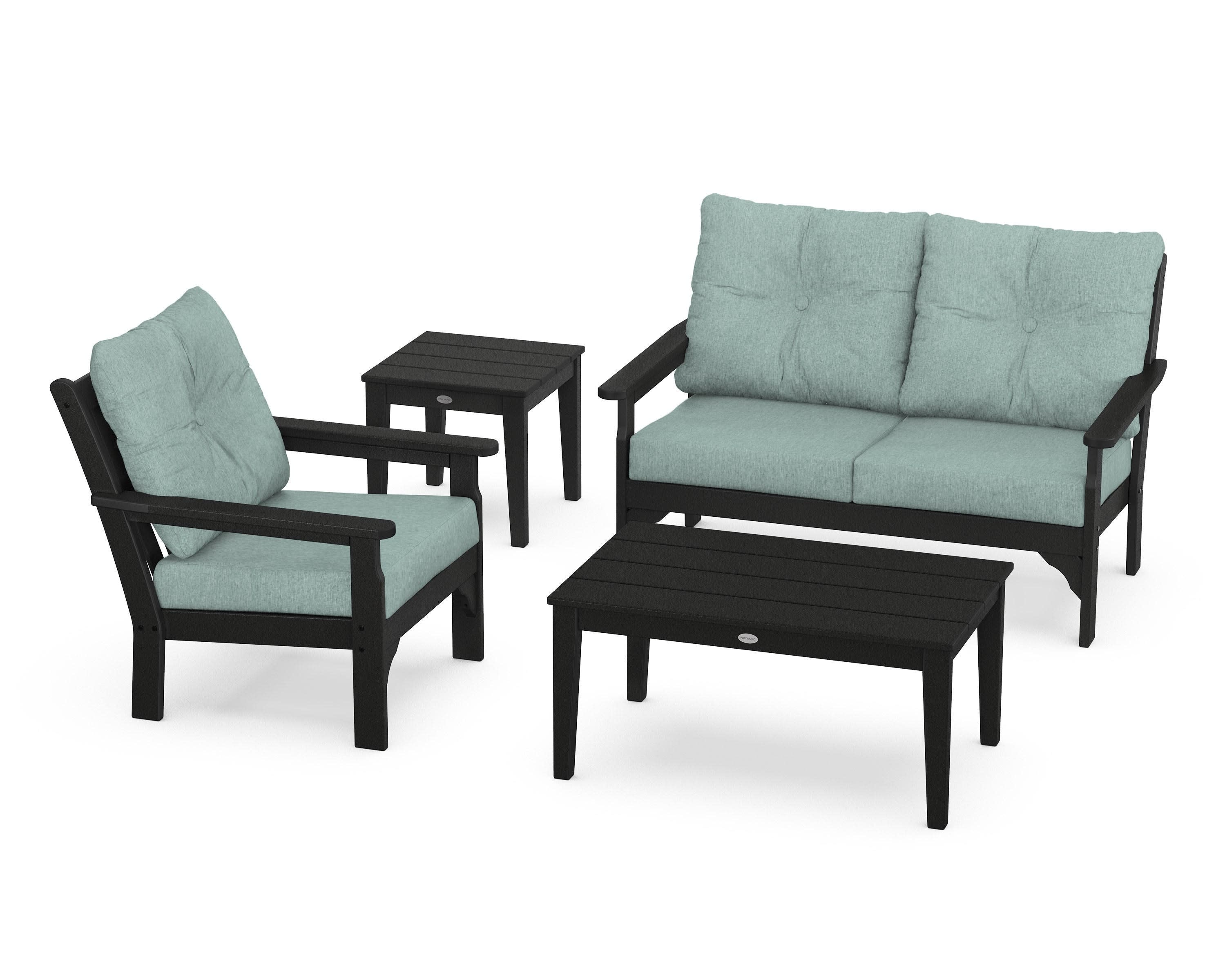 Vineyard 4-Piece Deep Seating Set in Black / Glacier Spa