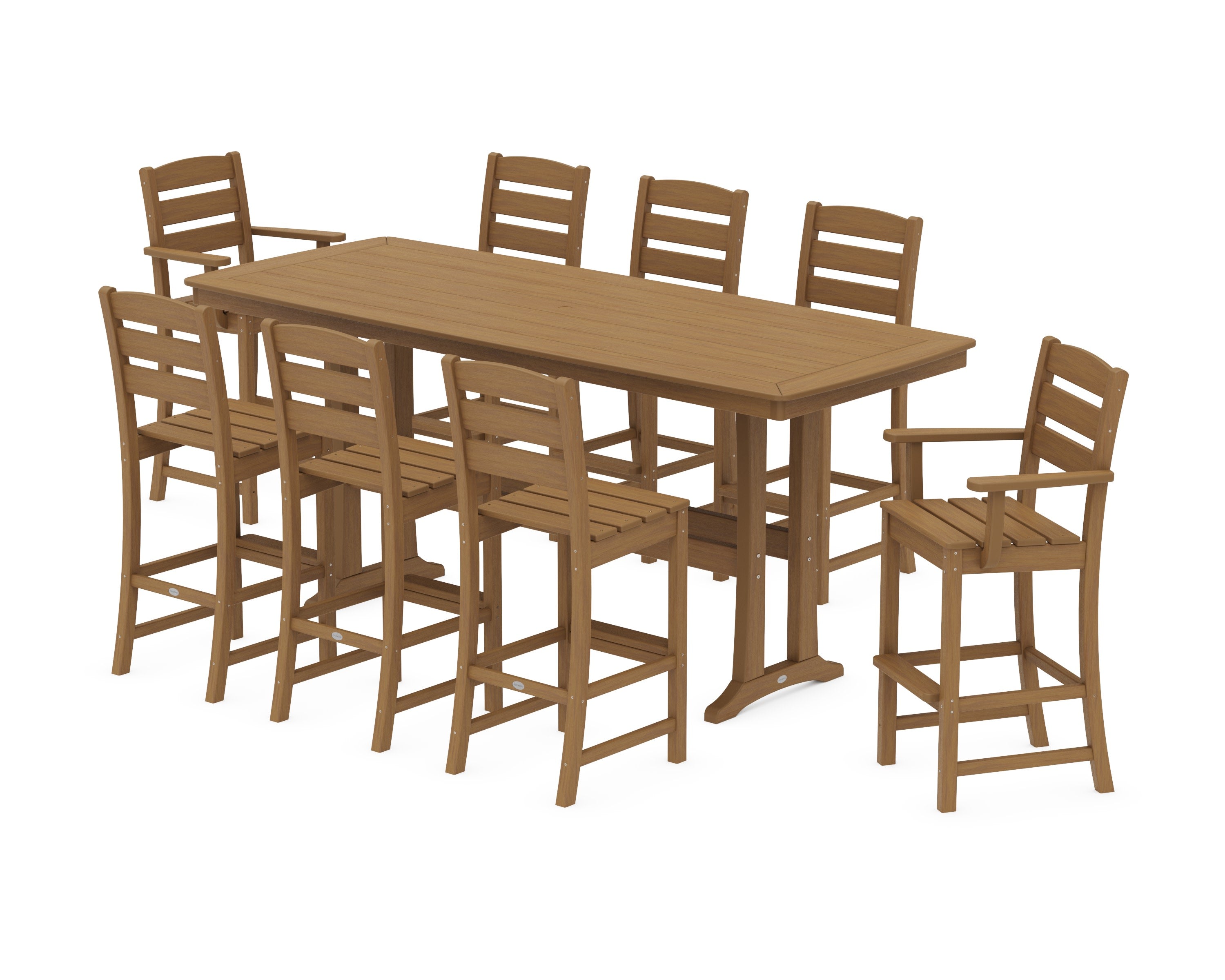 Lakeside 9-Piece Bar Set with Trestle Legs in Natural
