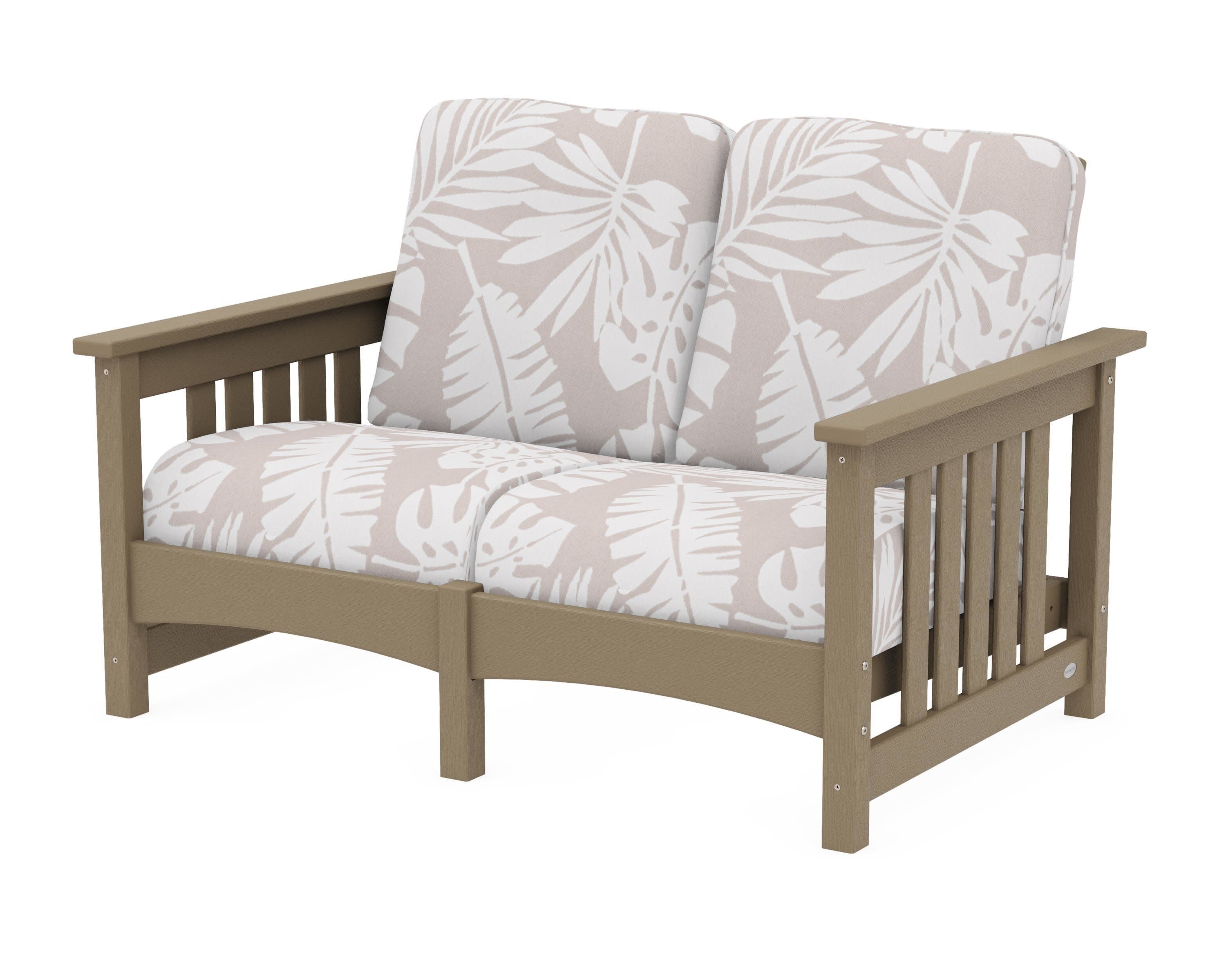Club Mission Loveseat in Vintage Sahara / Leaf Dune Burlap