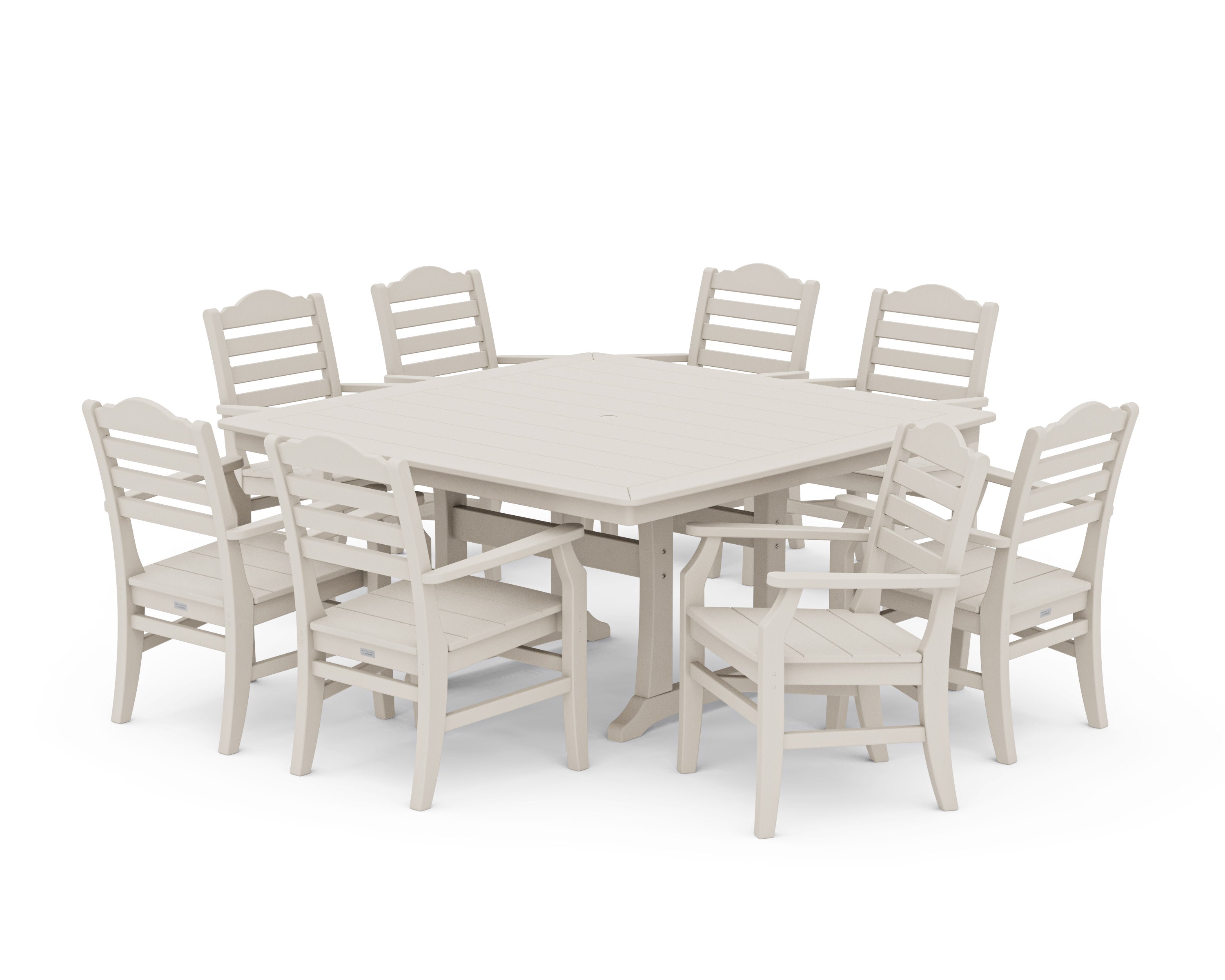 Savannah 9-Piece Square Dining Set with Trestle Legs in Sand