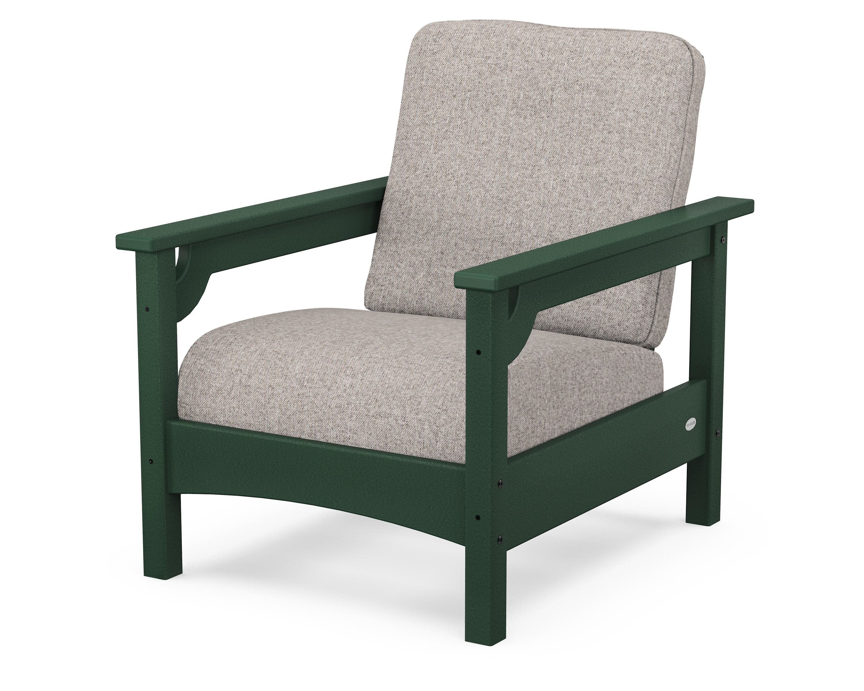 Club Chair in Green / Weathered Tweed