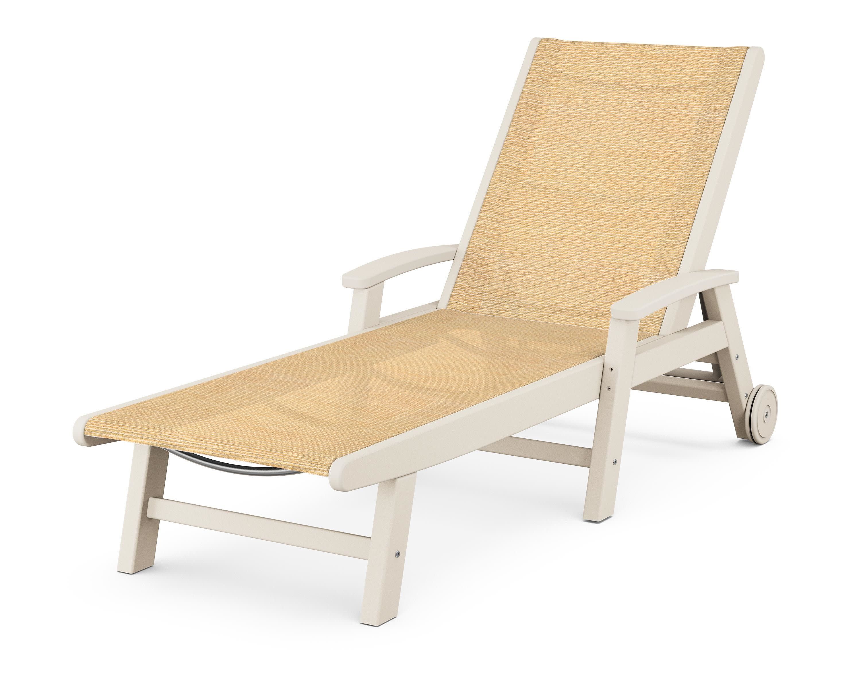 Coastal Chaise with Wheels in Sand / Dupioni Apricot Sling