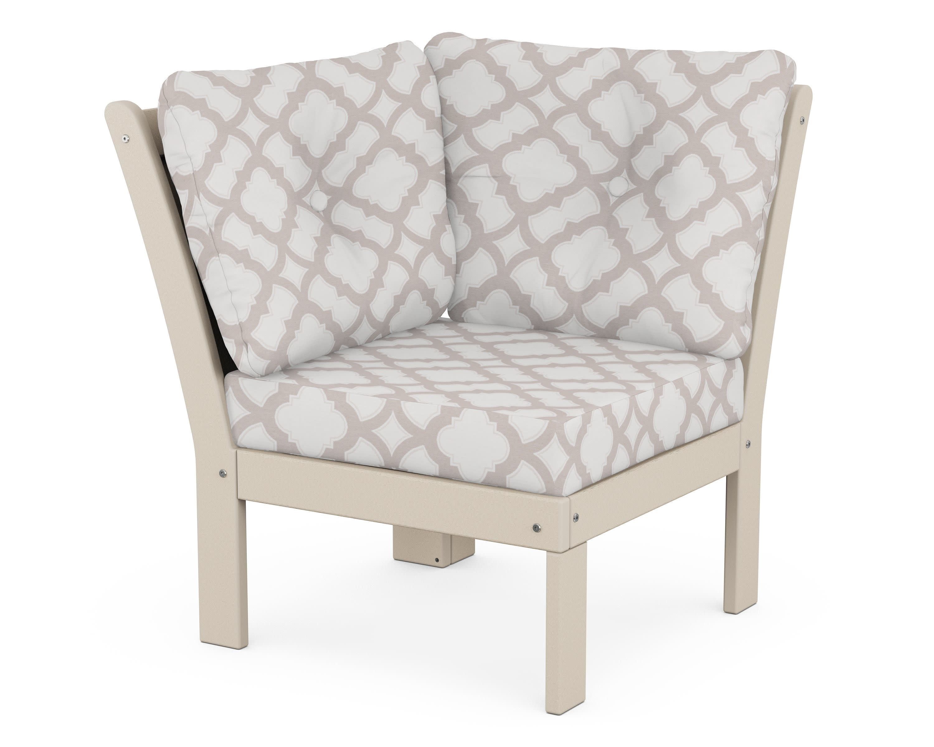 Vineyard Modular Corner Chair in Sand / Trellis Dune Burlap