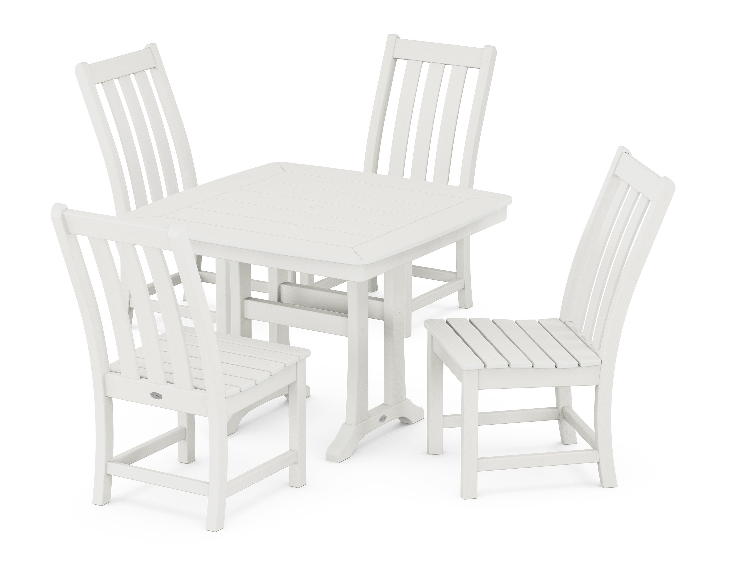 Vineyard Side Chair 5-Piece Dining Set with Trestle Legs in Vintage White