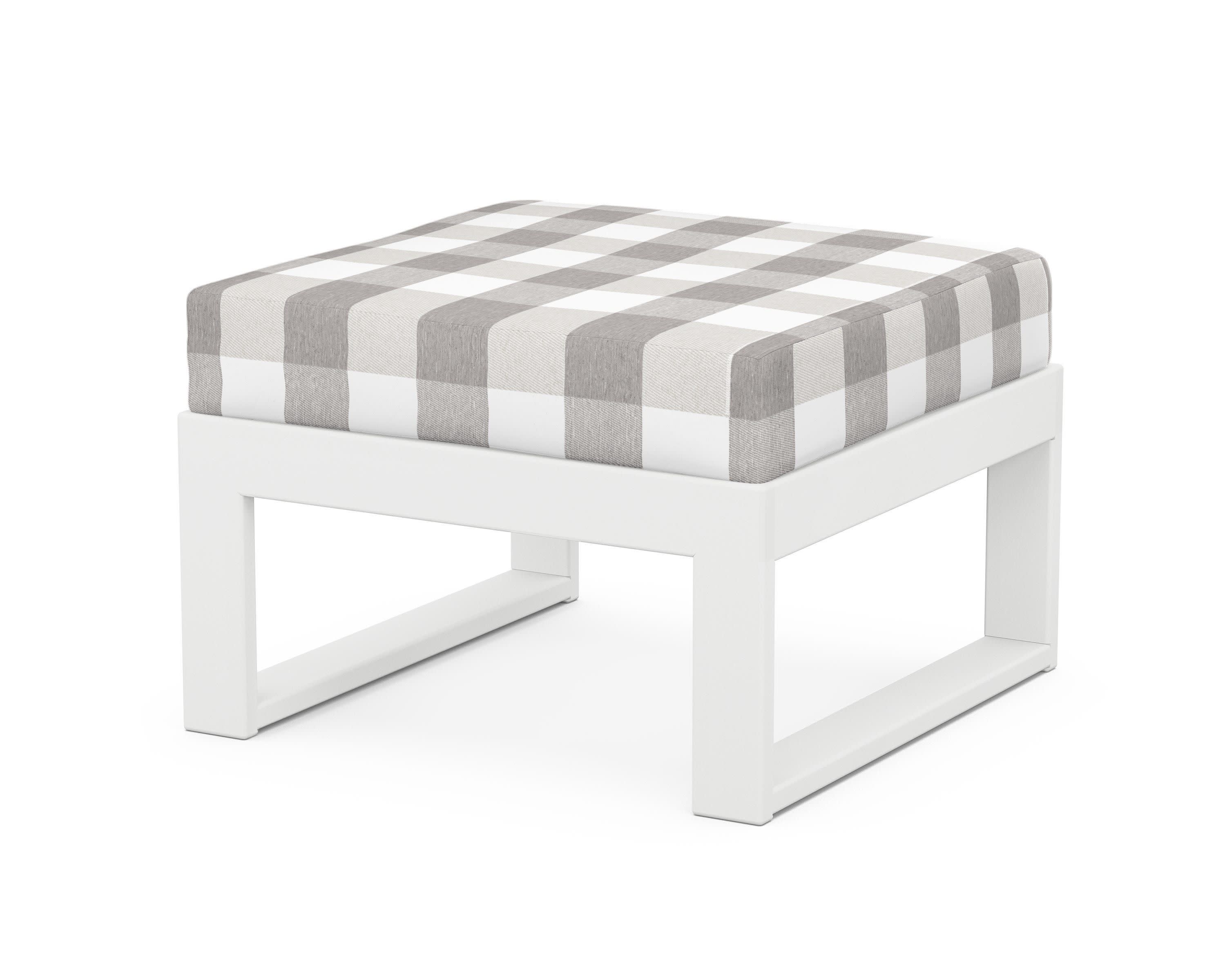 Modular Ottoman - Modern in White / Buffalo Plaid Grey Mist