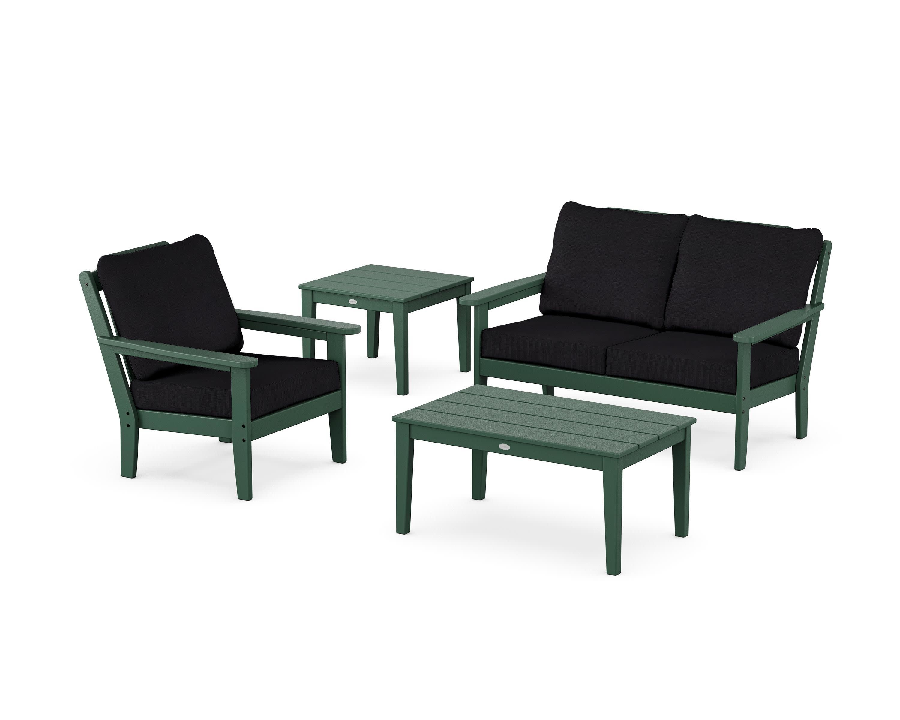 Wovendale 4-Piece Deep Seating Set in Green / Midnight Linen