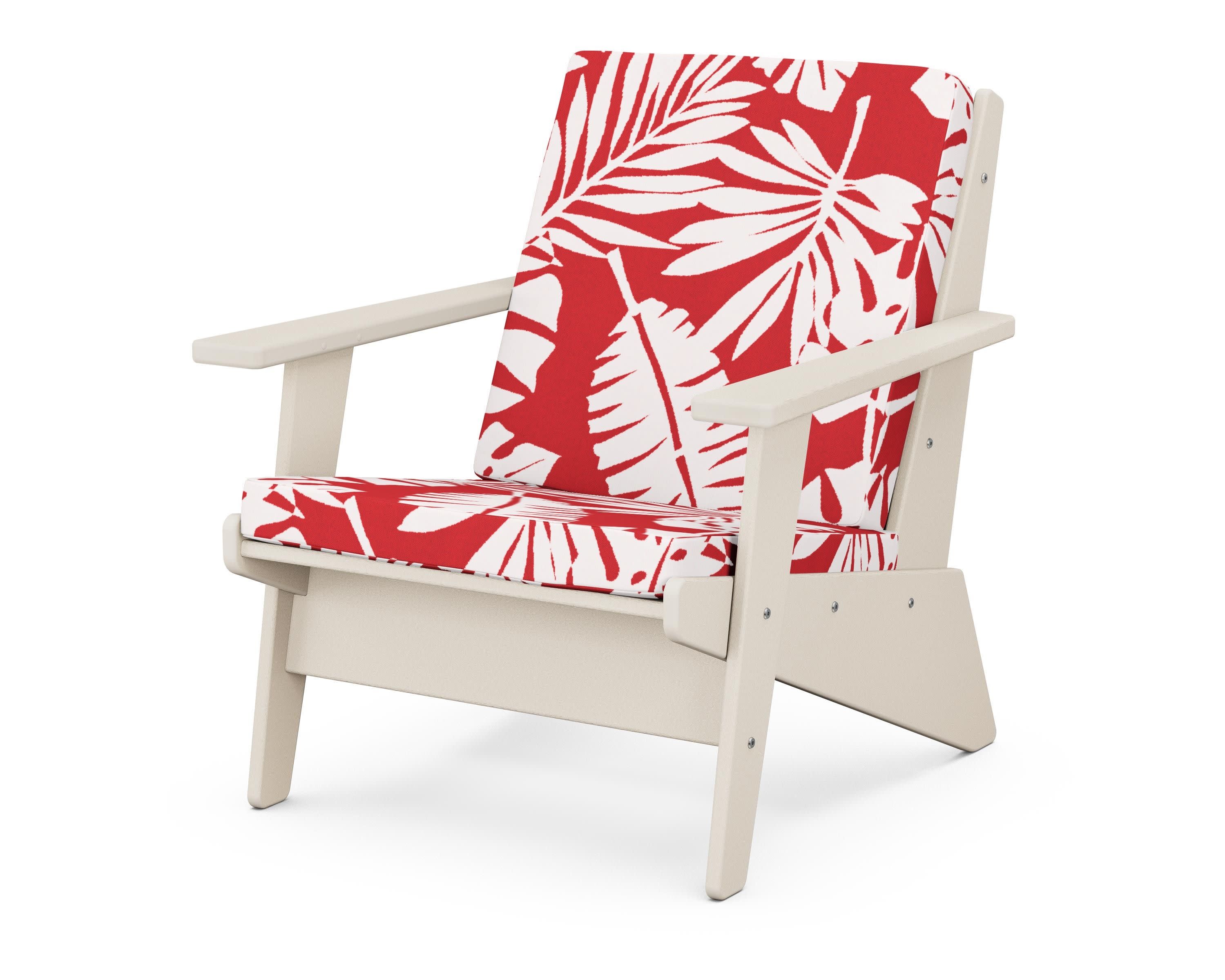 Riviera Modern Lounge Chair in Sand / Leaf Crimson