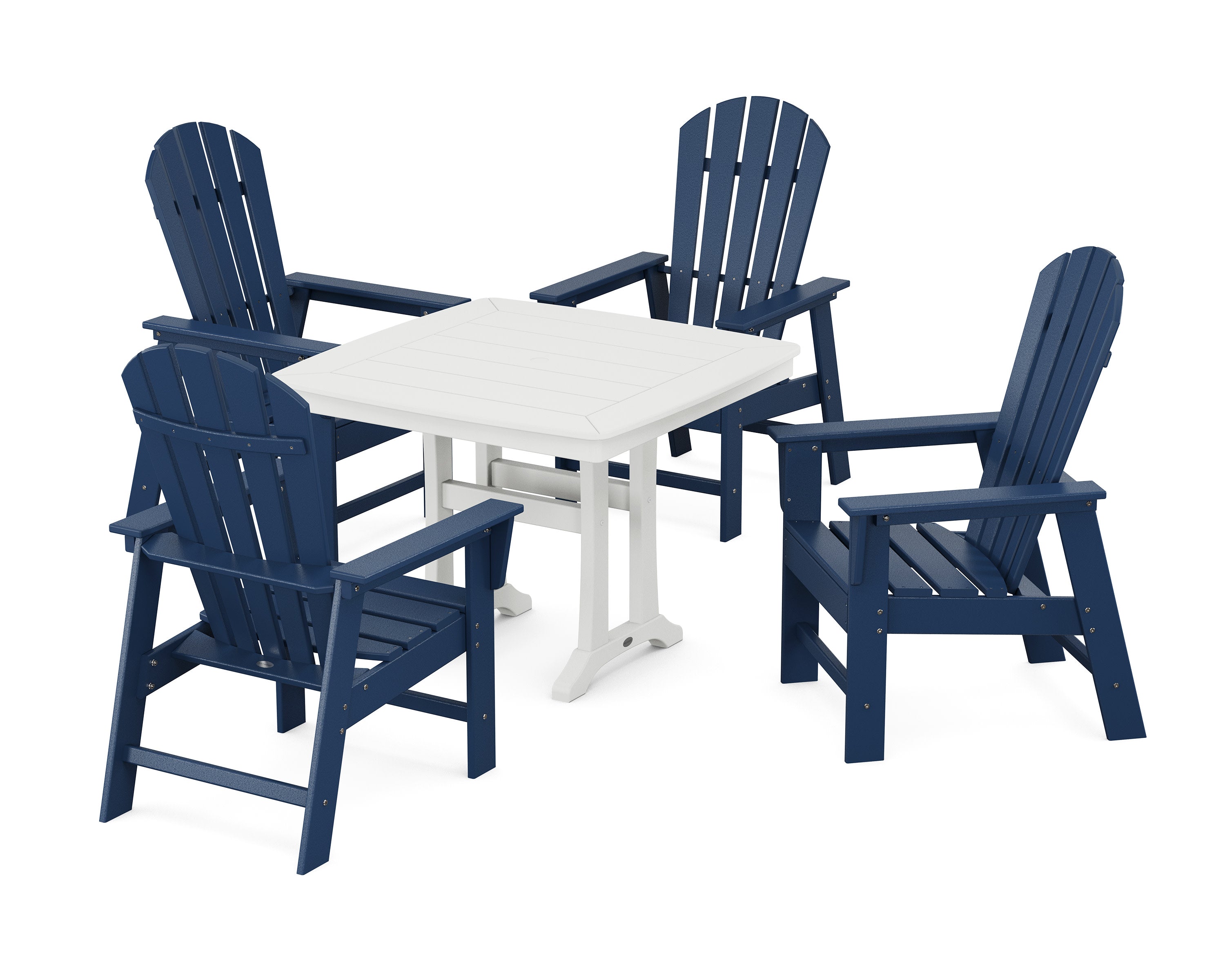 South Beach 5-Piece Dining Set with Trestle Legs in Navy / White