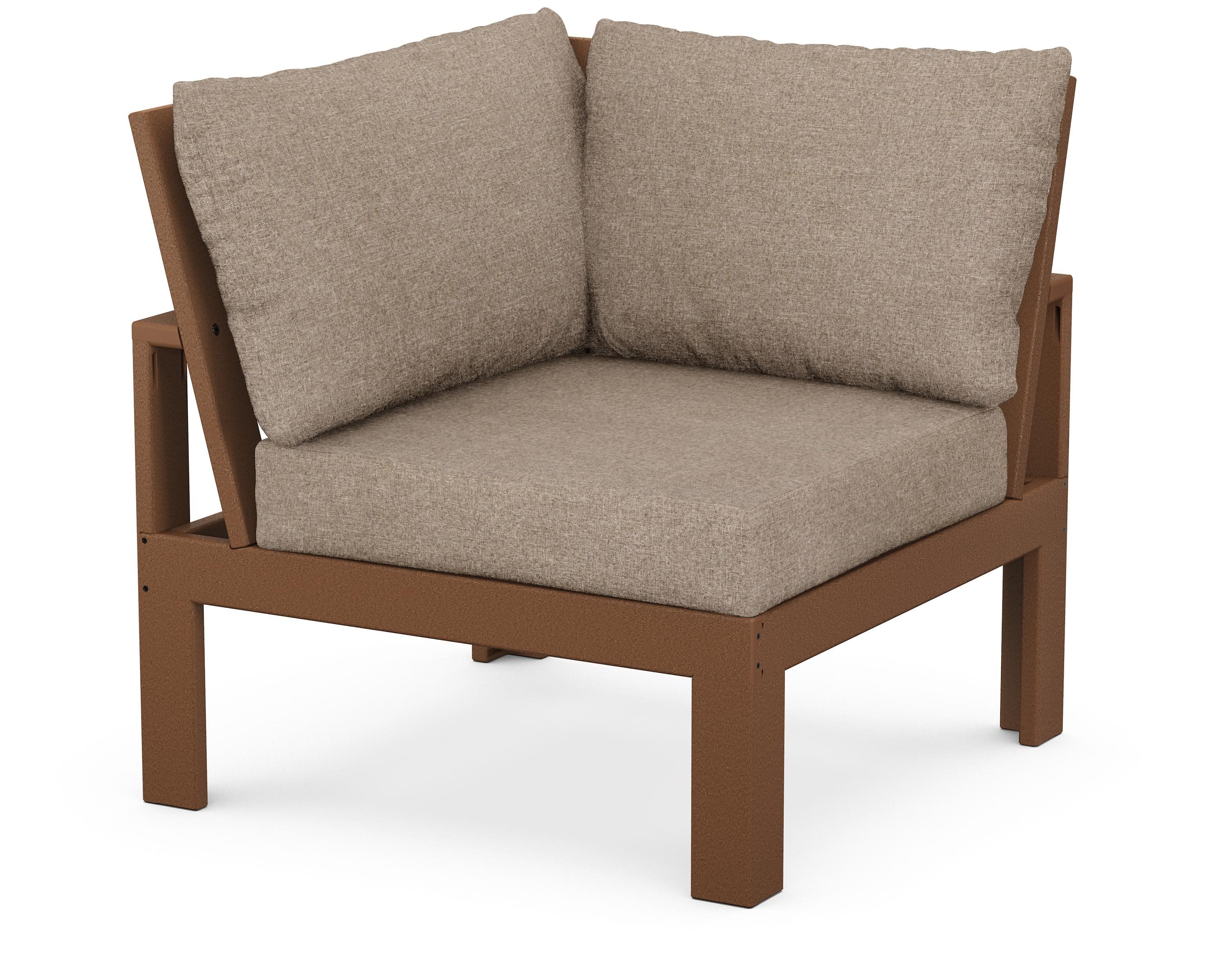 Modular Corner Chair in Teak / Spiced Burlap