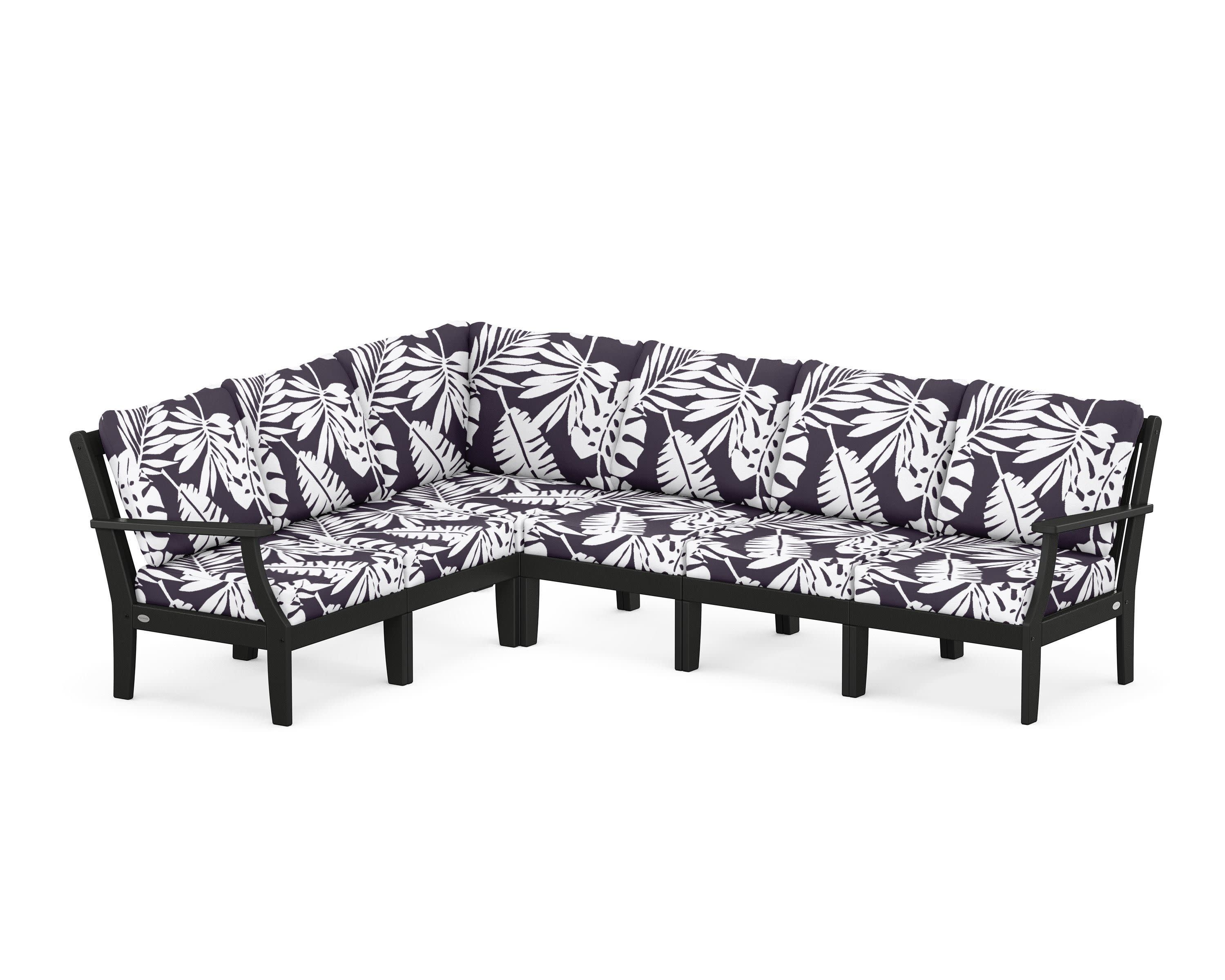 Braxton Modular 6-Piece Deep Seating Set in Black / Leaf Navy