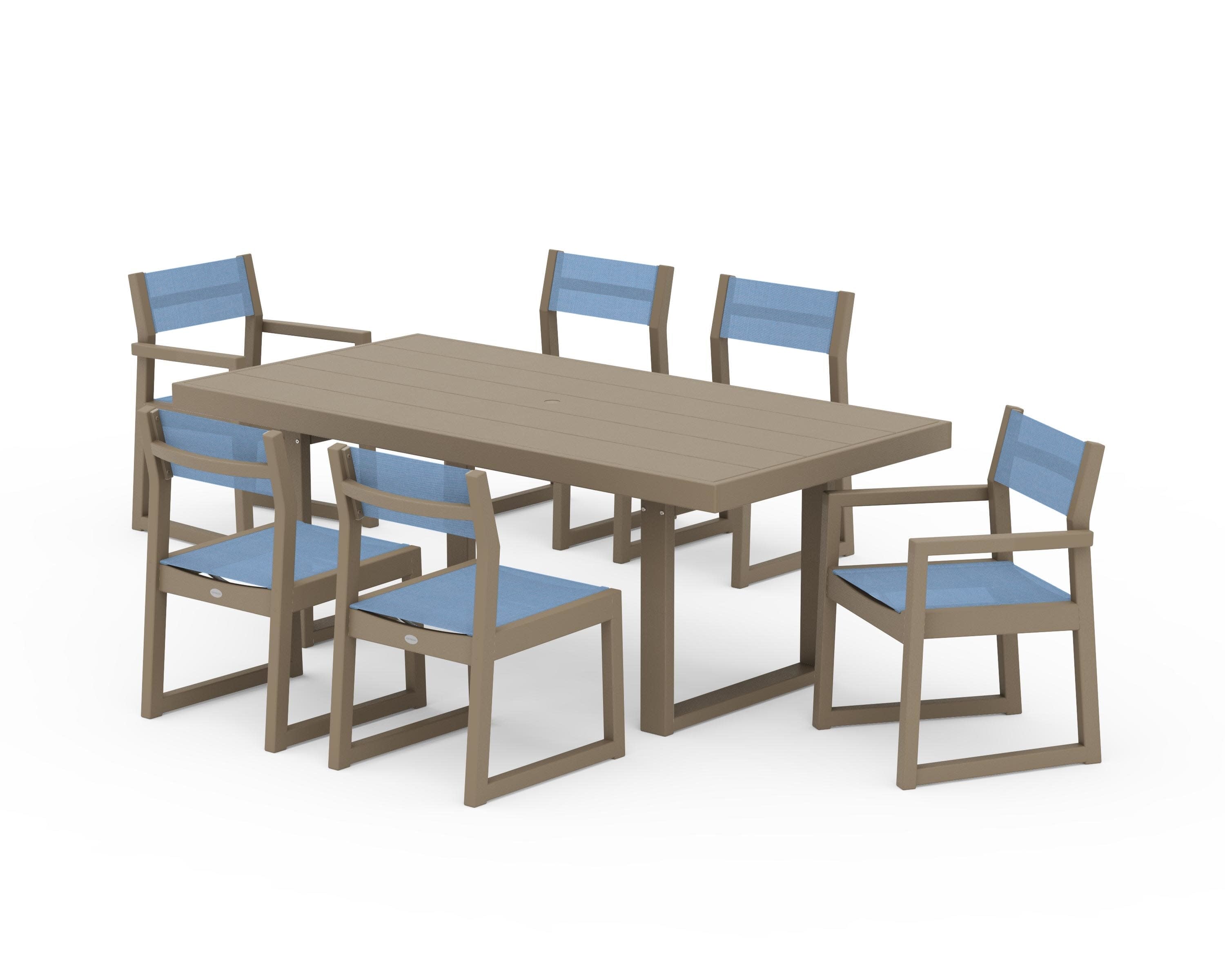 EDGE Sling 7-Piece Dining Set in Vintage Sahara / Poolside Sling