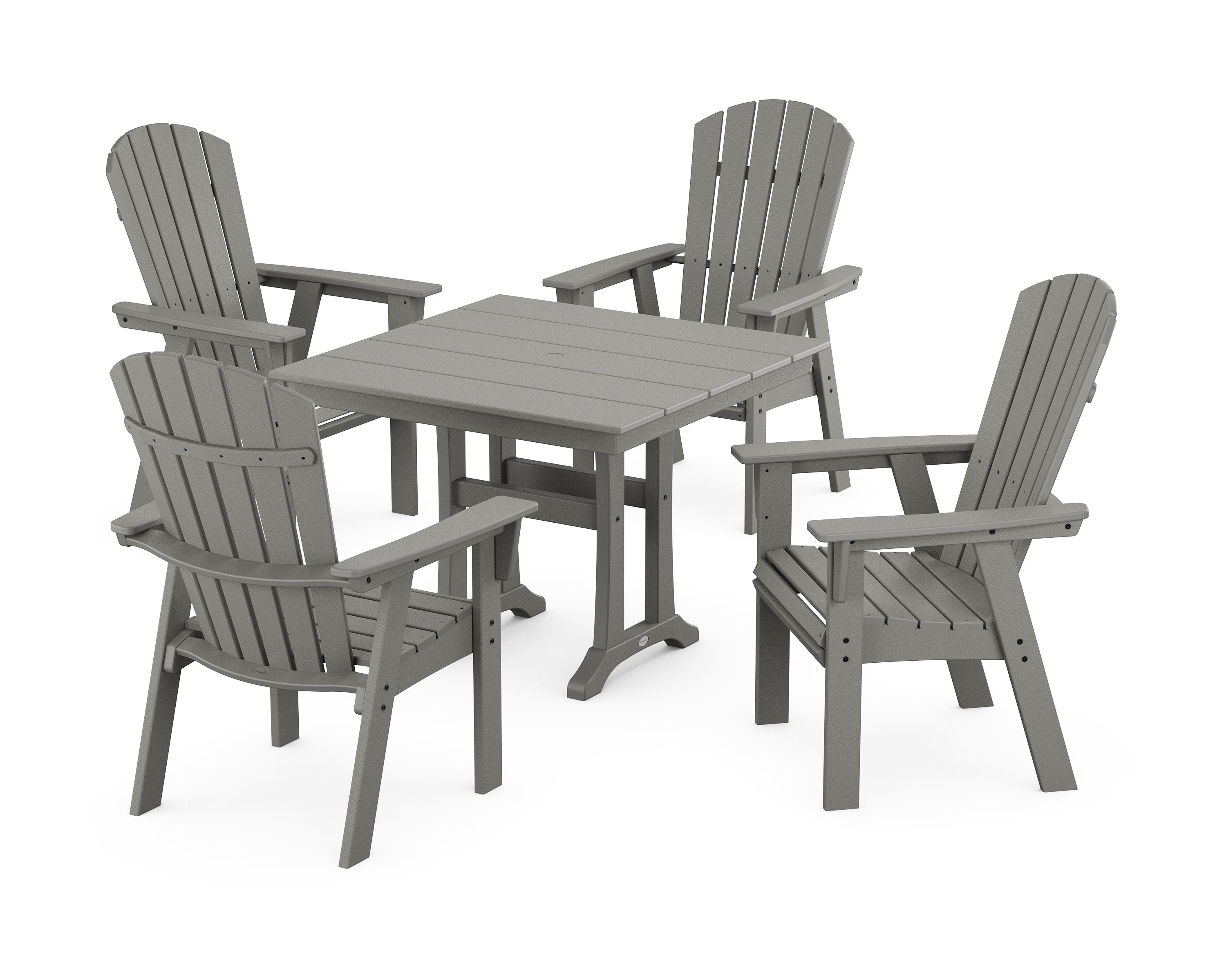 Nautical Adirondack 5-Piece Farmhouse Dining Set With Trestle Legs in Slate Grey