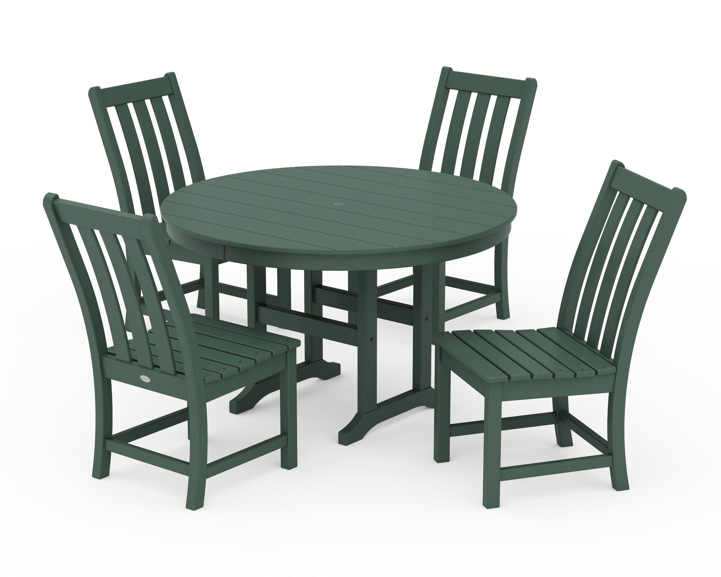 Vineyard 5-Piece Round Farmhouse Side Chair Dining Set in Green
