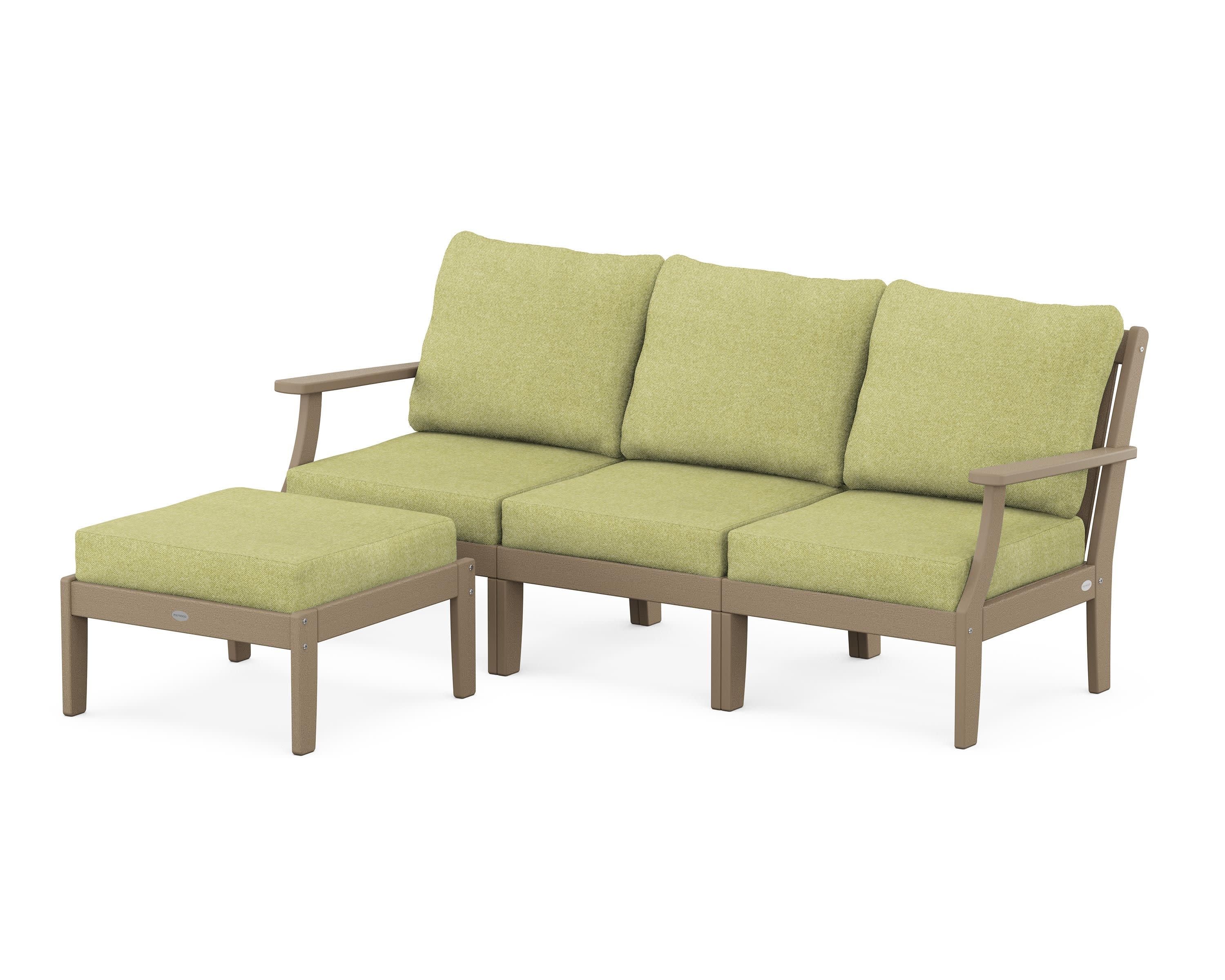 Braxton Modular 4-Piece Deep Seating Set with Ottoman in Vintage Sahara / Chartreuse Boucle