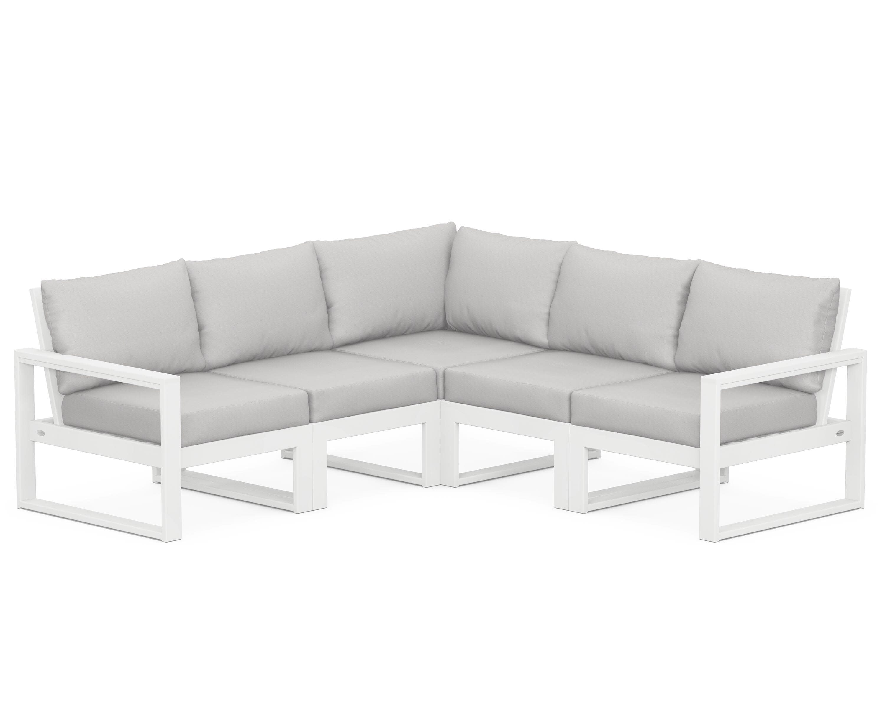 EDGE 5-Piece Modular Deep Seating Set in White / Diamond in the Rough