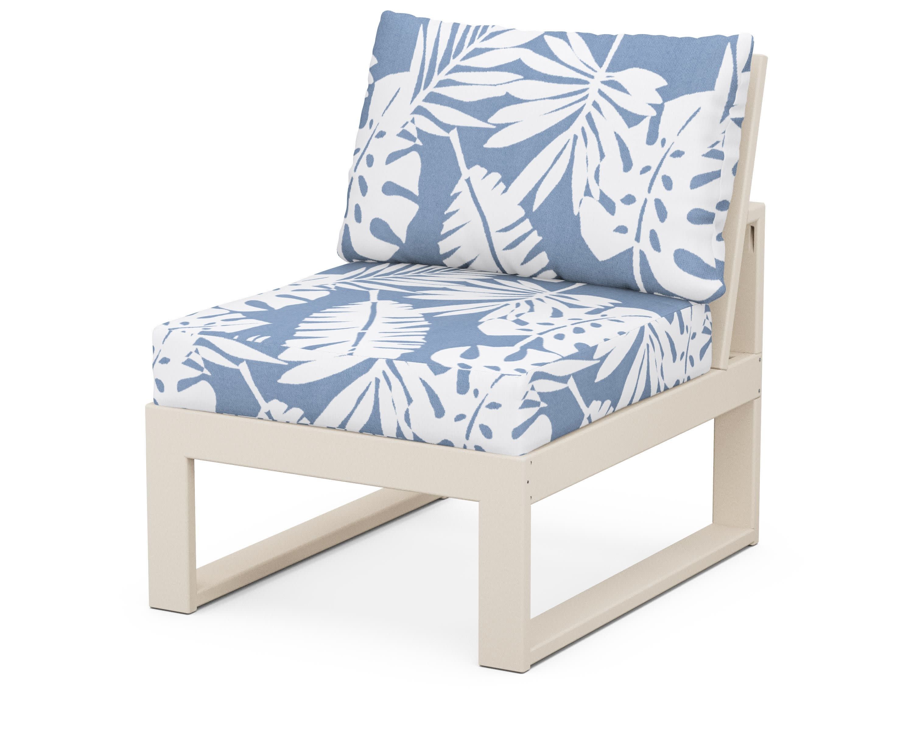 Modular Armless Chair in Sand / Leaf Sky Blue