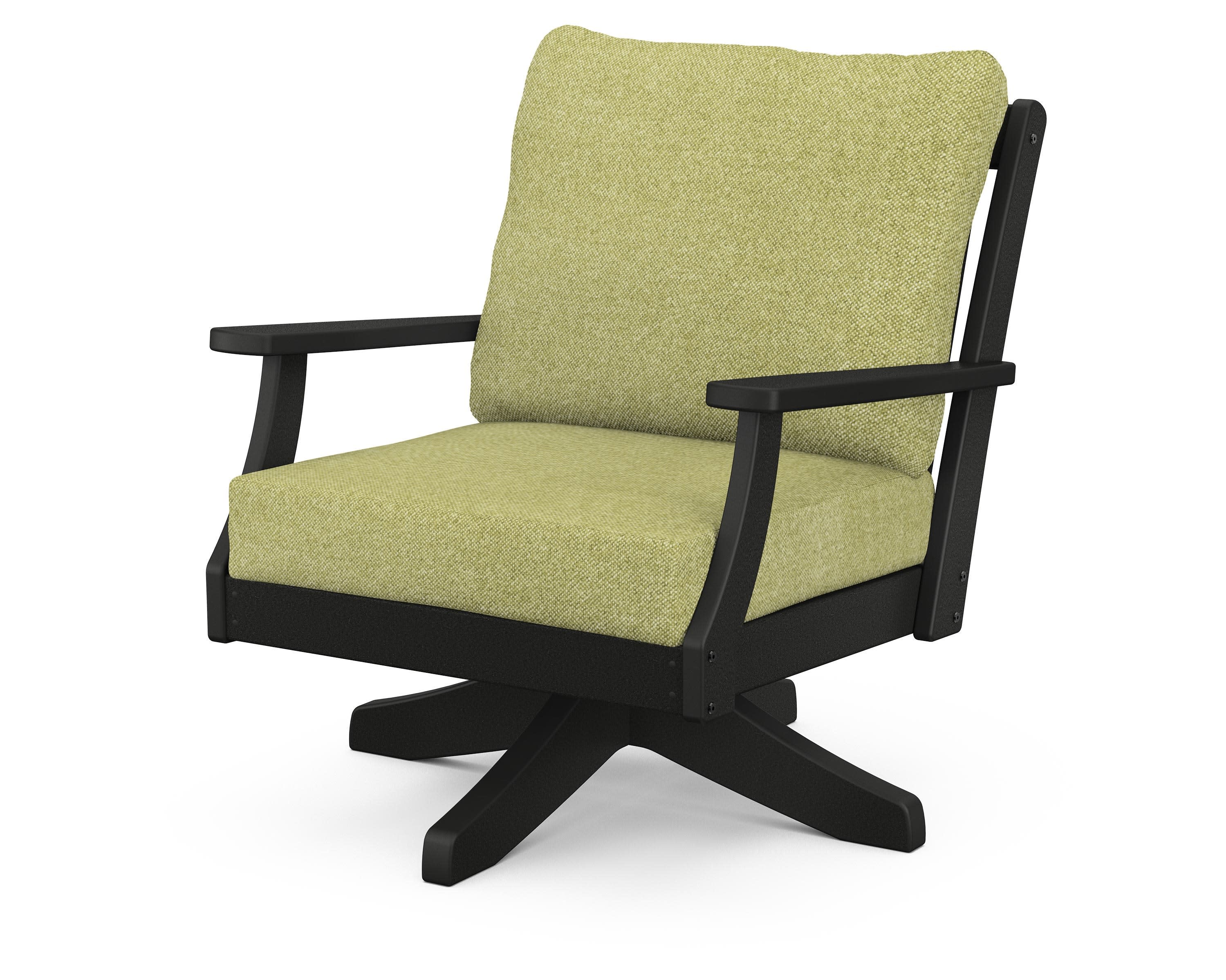 Braxton Deep Seating Swivel Chair in Black / Chartreuse Boucle