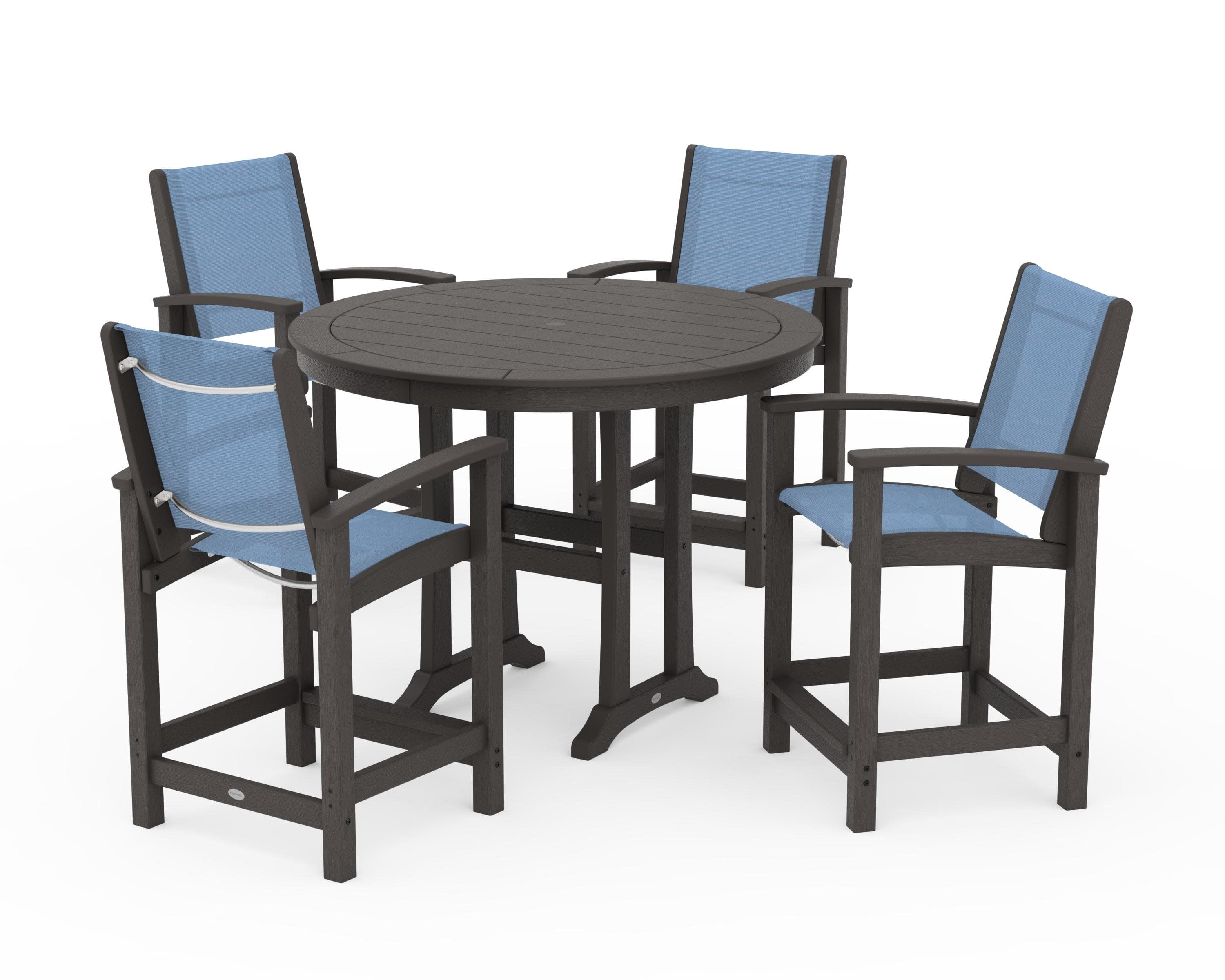 Coastal 5-Piece Counter Set in Vintage Coffee / Poolside Sling