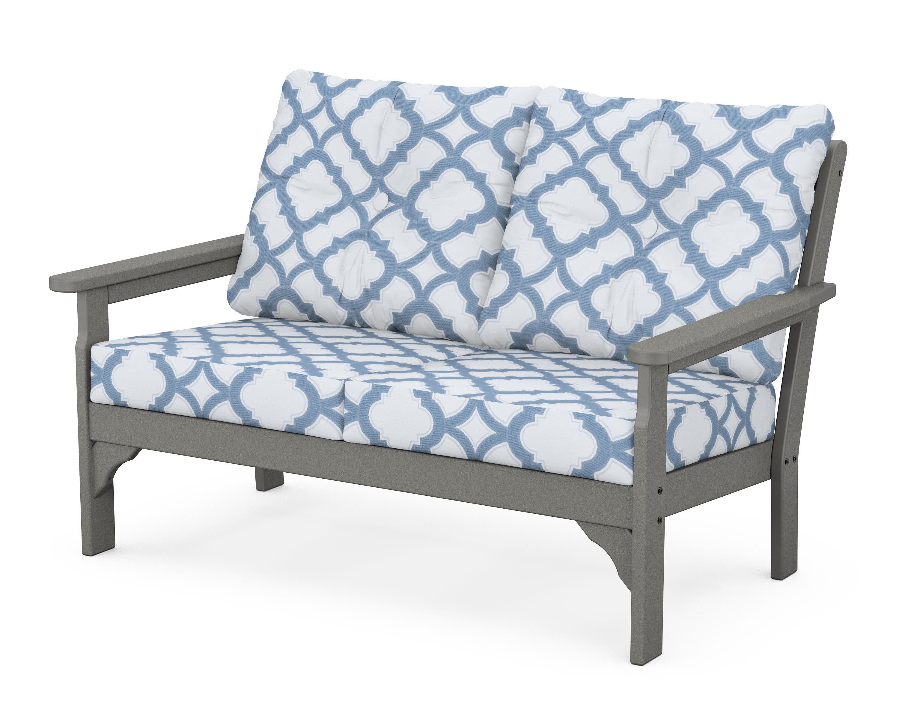 Vineyard Deep Seating Loveseat in Slate Grey / Trellis Sky Blue