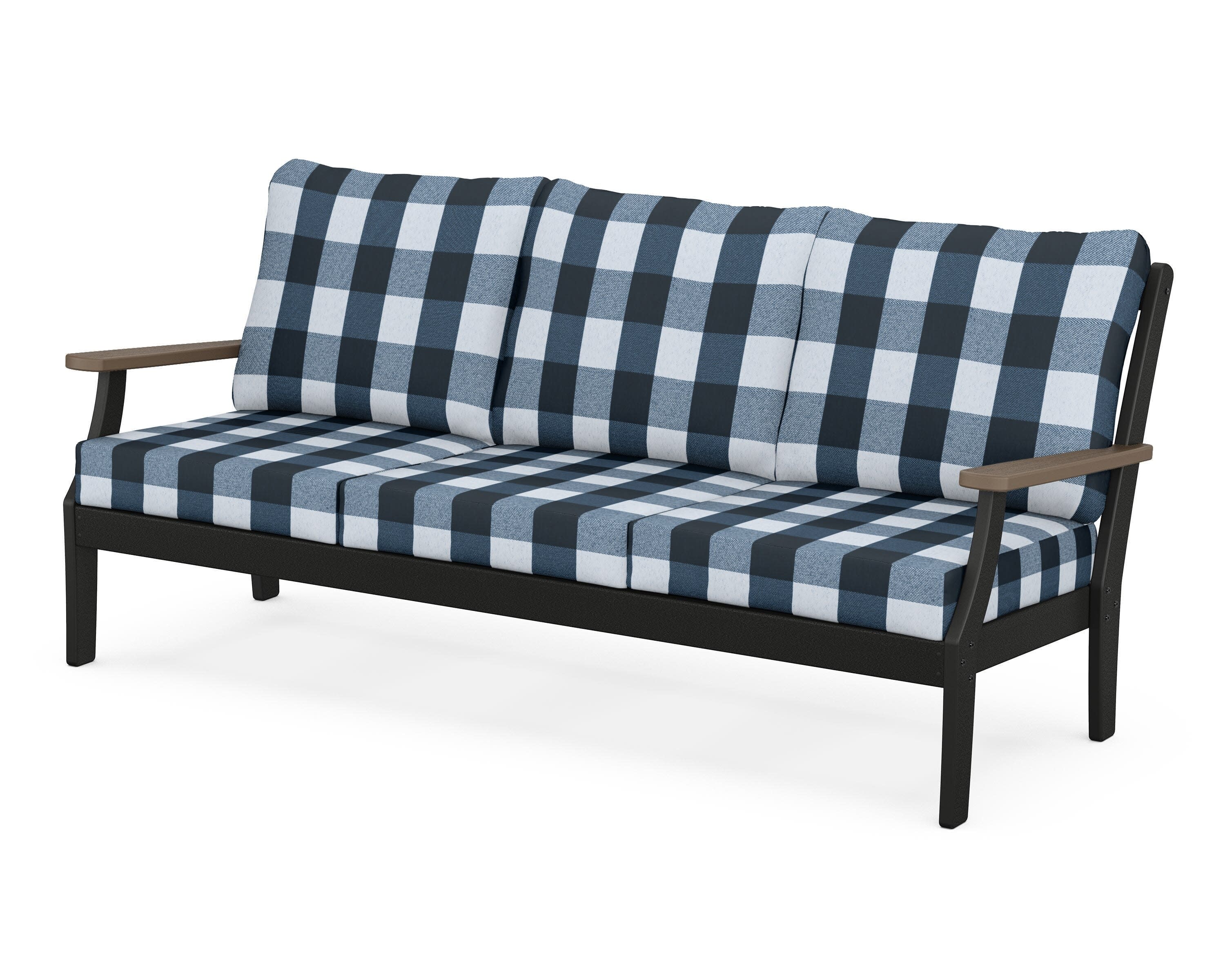 Braxton Deep Seating Sofa in Black / Kona / Buffalo Plaid Marine Indigo