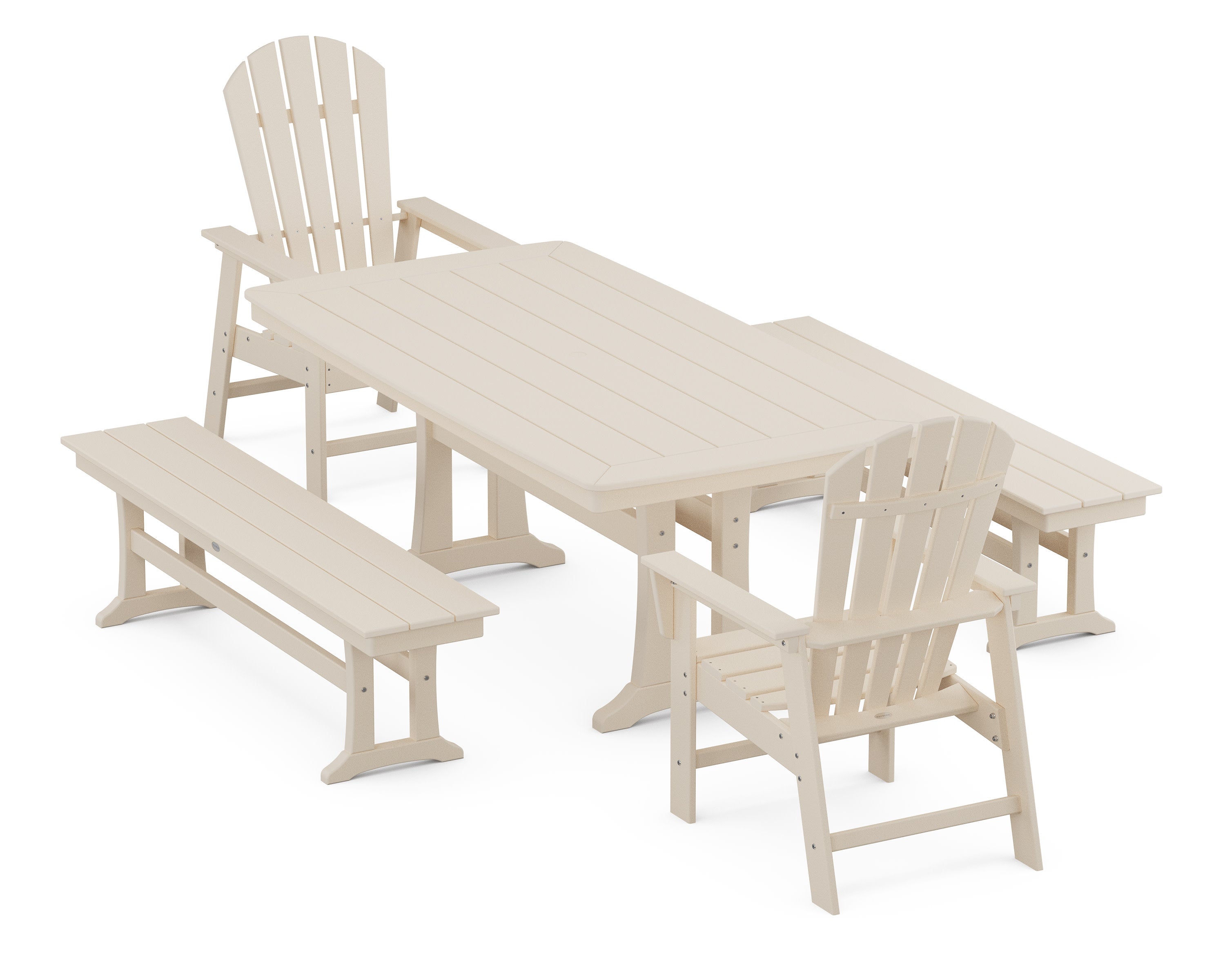 South Beach 5-Piece Dining Set with Trestle Legs in Sand