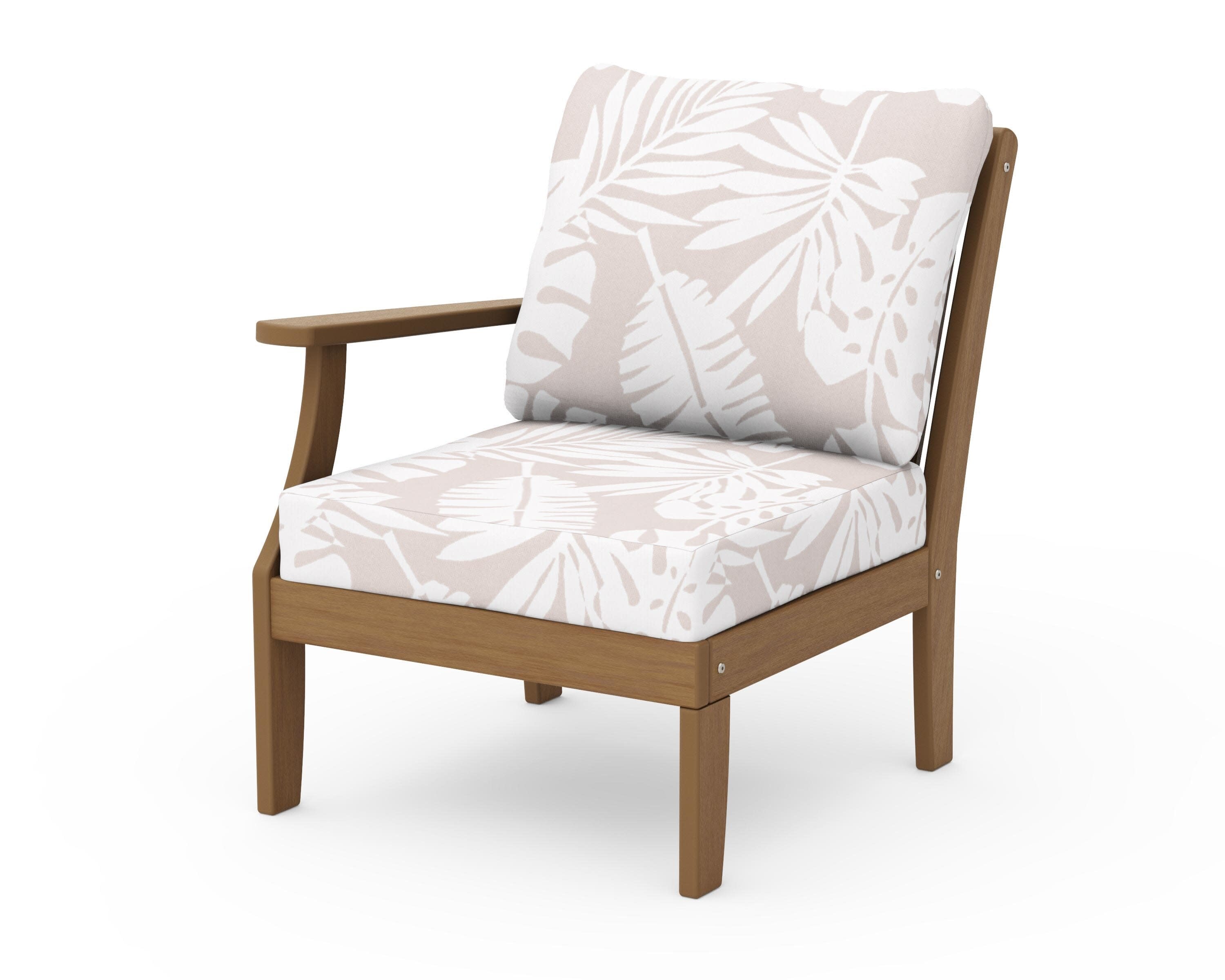 Braxton Modular Left Arm Chair in Natural / Leaf Dune Burlap
