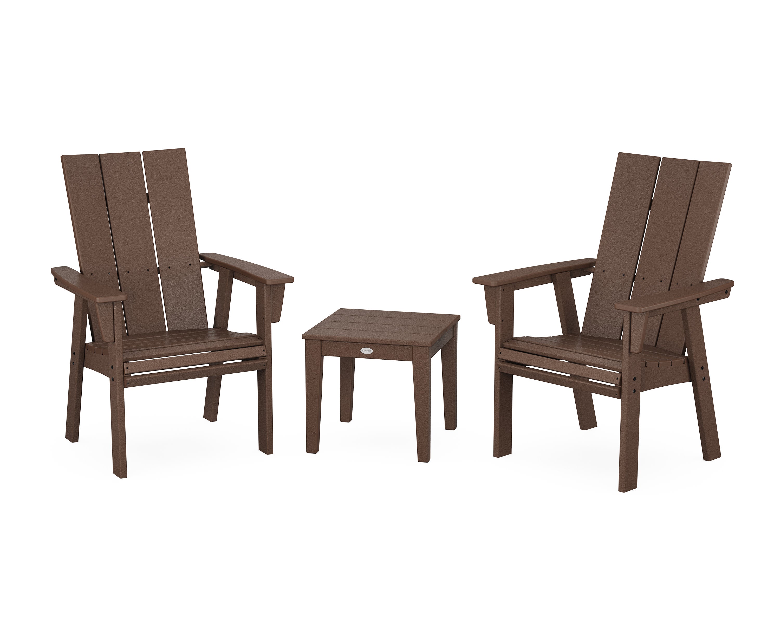 Modern 3-Piece Curveback Upright Adirondack Chair Set in Mahogany