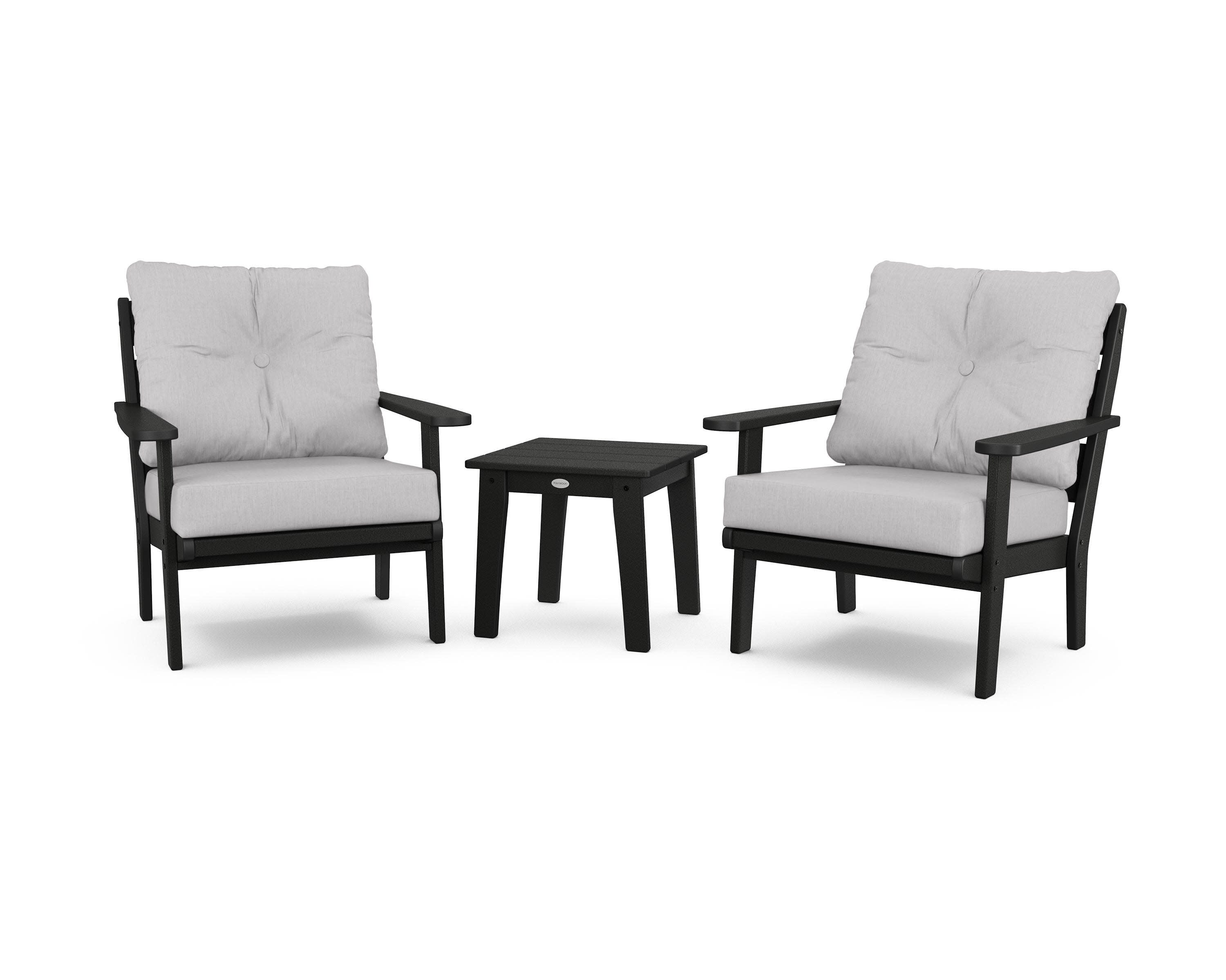 Lakeside 3-Piece Deep Seating Chair Set in Black / Granite