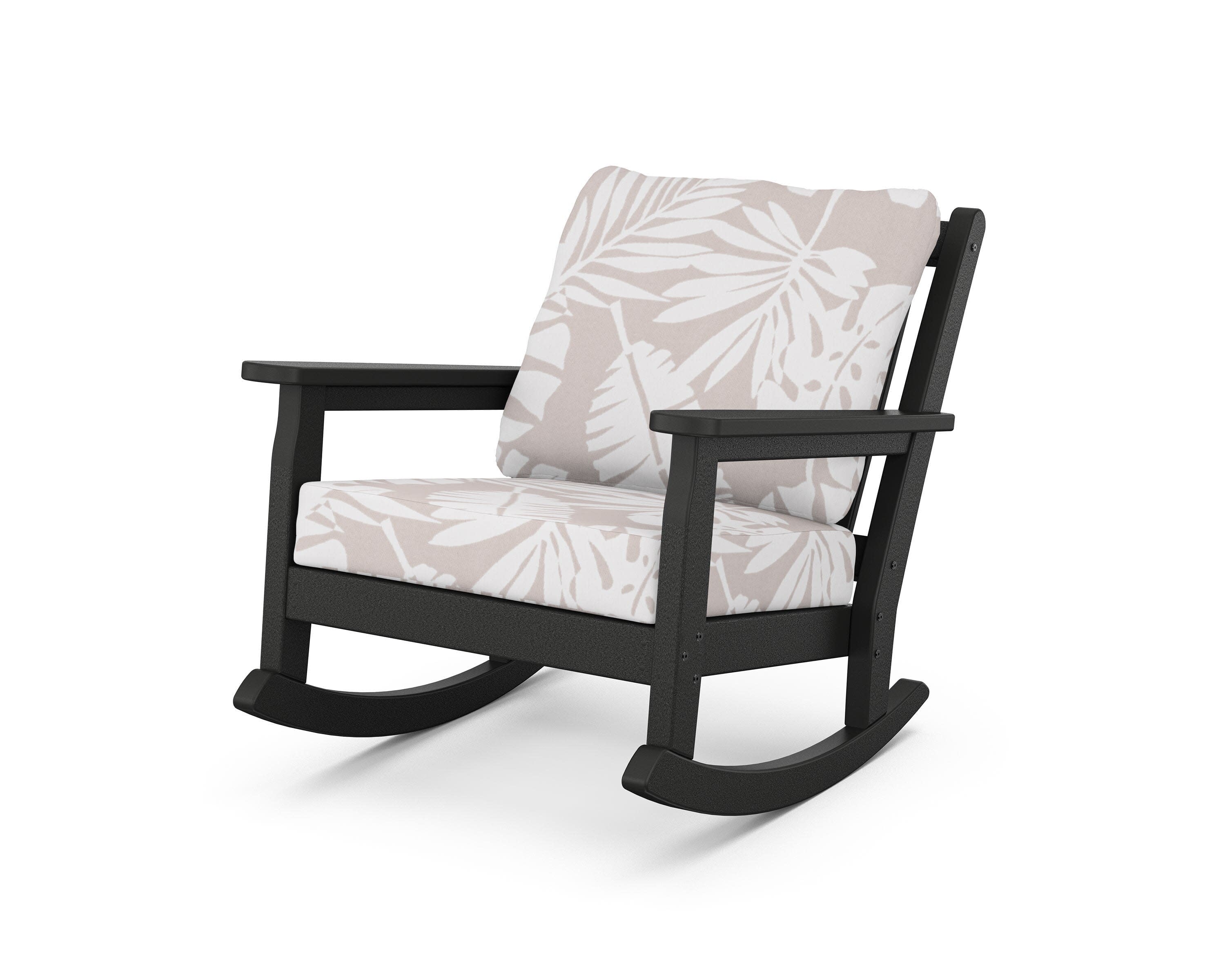 Chippendale Deep Seating Rocking Chair in Black / Leaf Dune Burlap