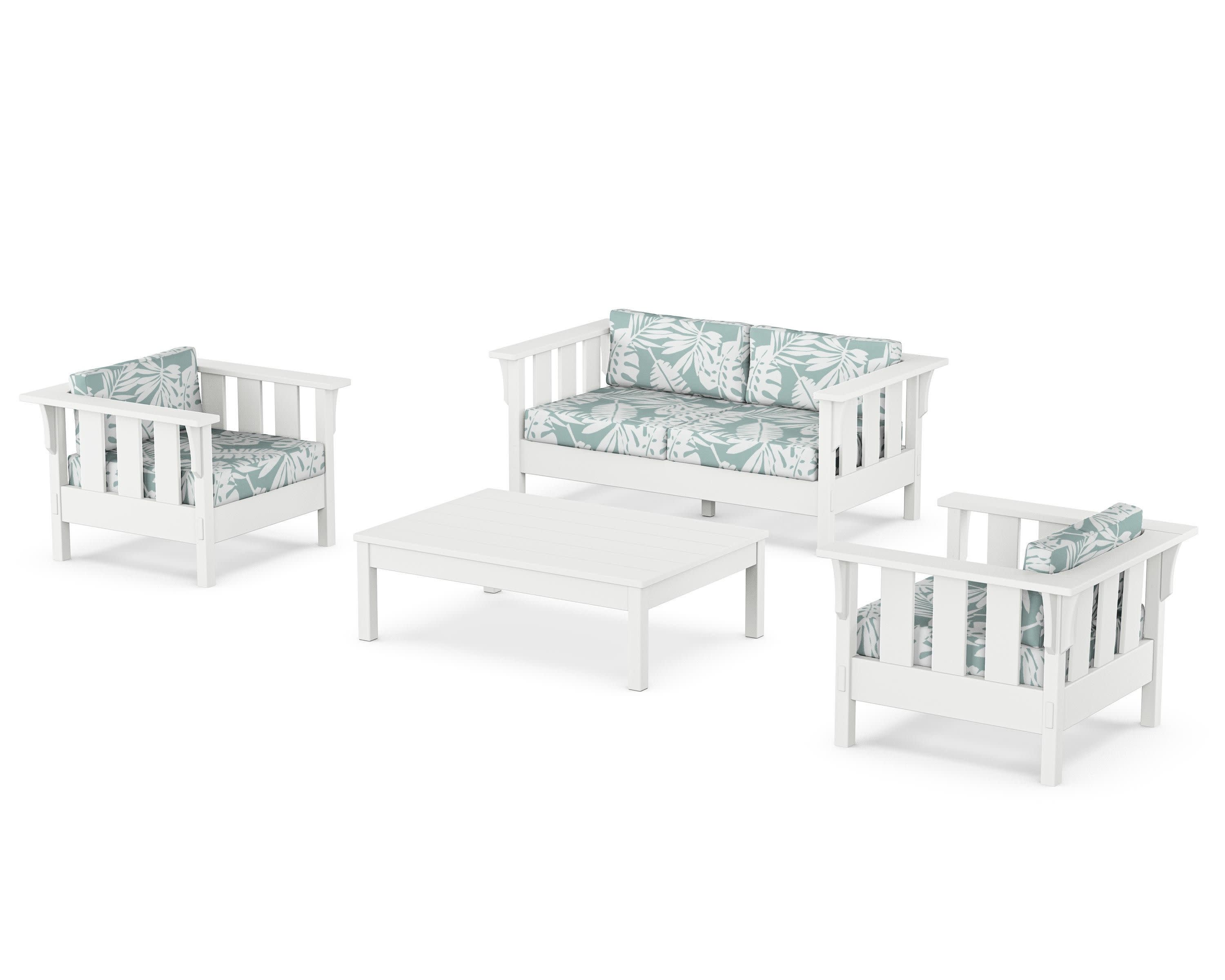 Acadia 4-Piece Deep Seating Set with Loveseat in White / Leaf Glacier Spa
