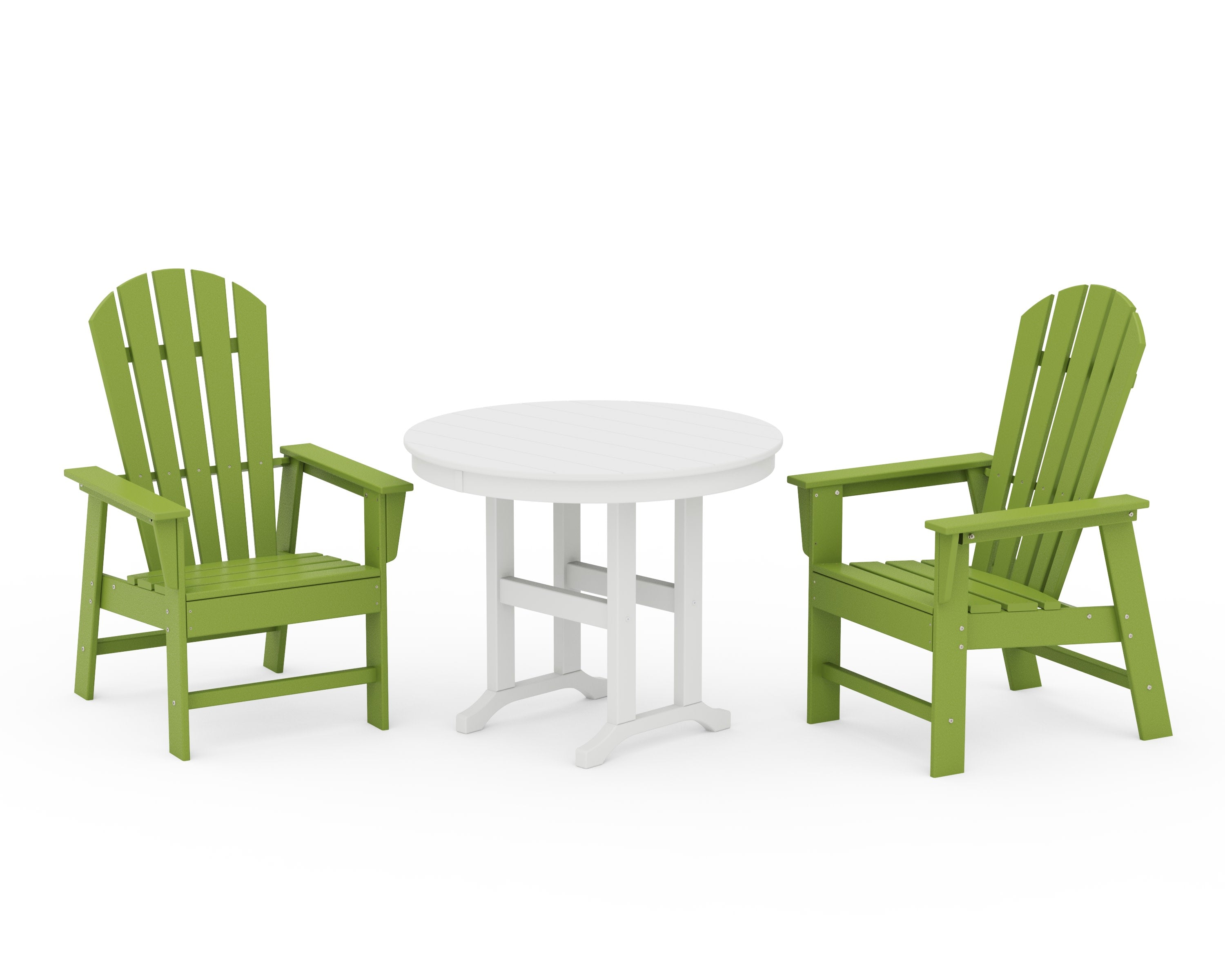 South Beach 3-Piece Round Farmhouse Dining Set in Lime / White