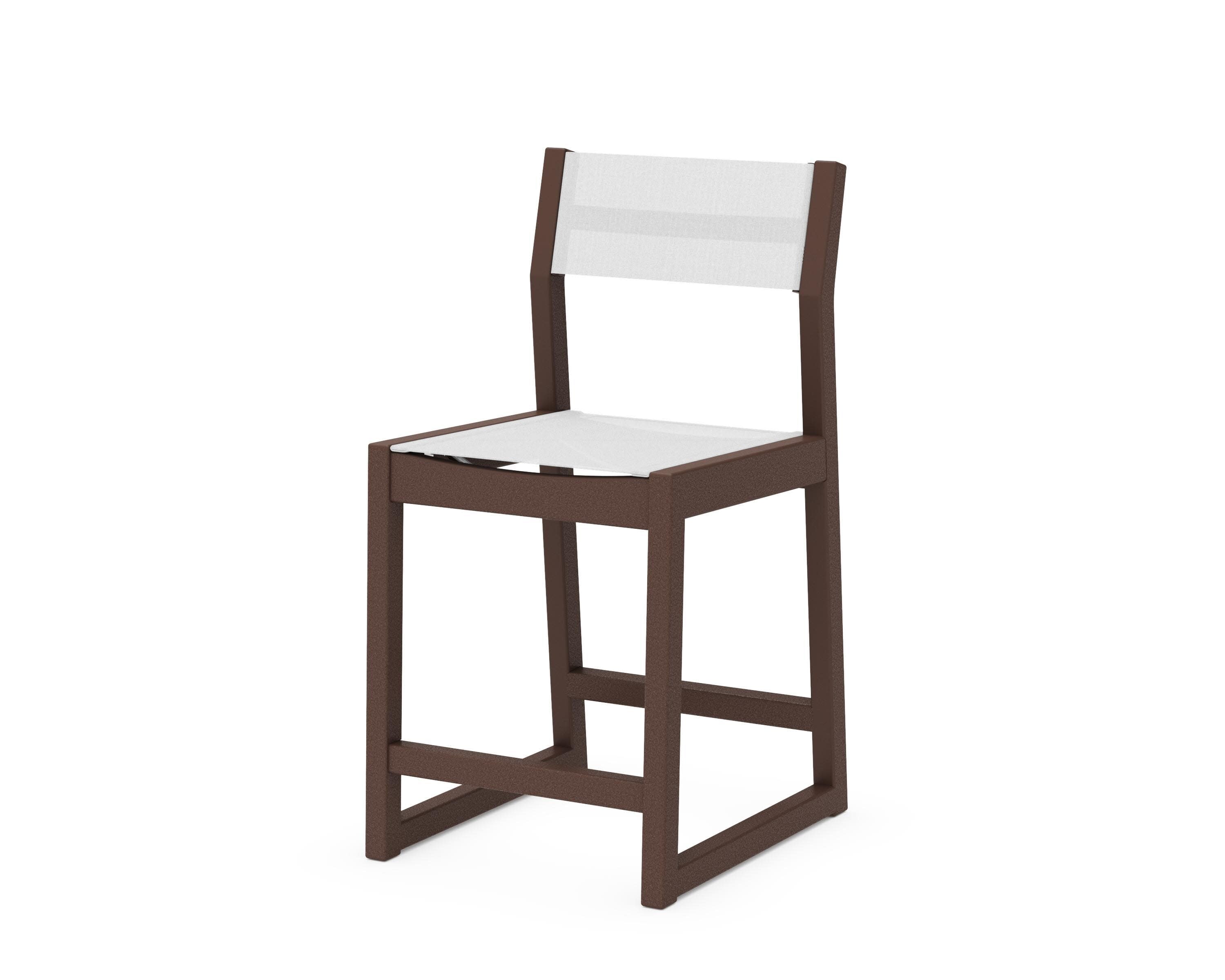 EDGE Sling Counter Side Chair in Mahogany / White Sling
