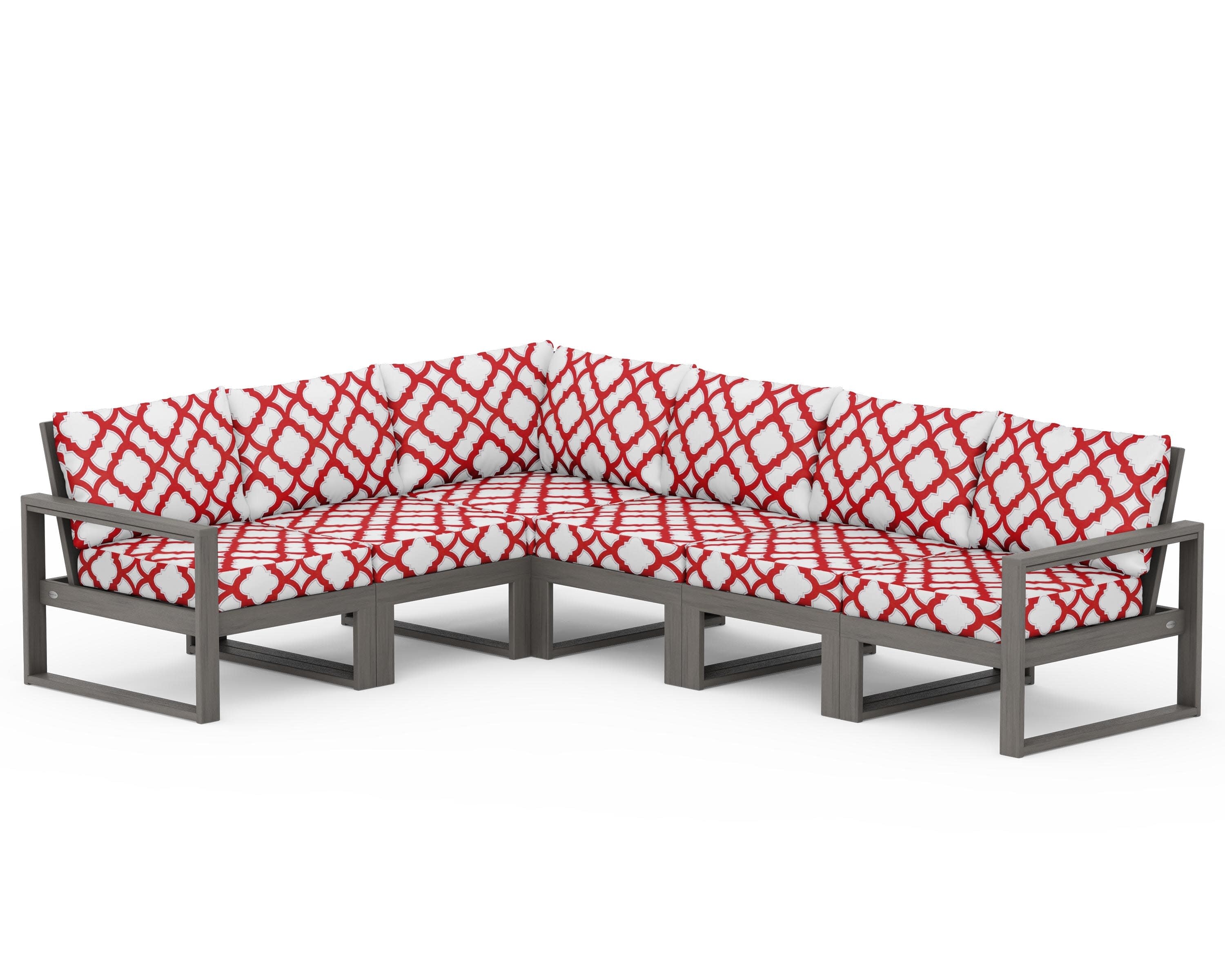 EDGE 6-Piece Modular Deep Seating Set in Driftwood / Trellis Crimson
