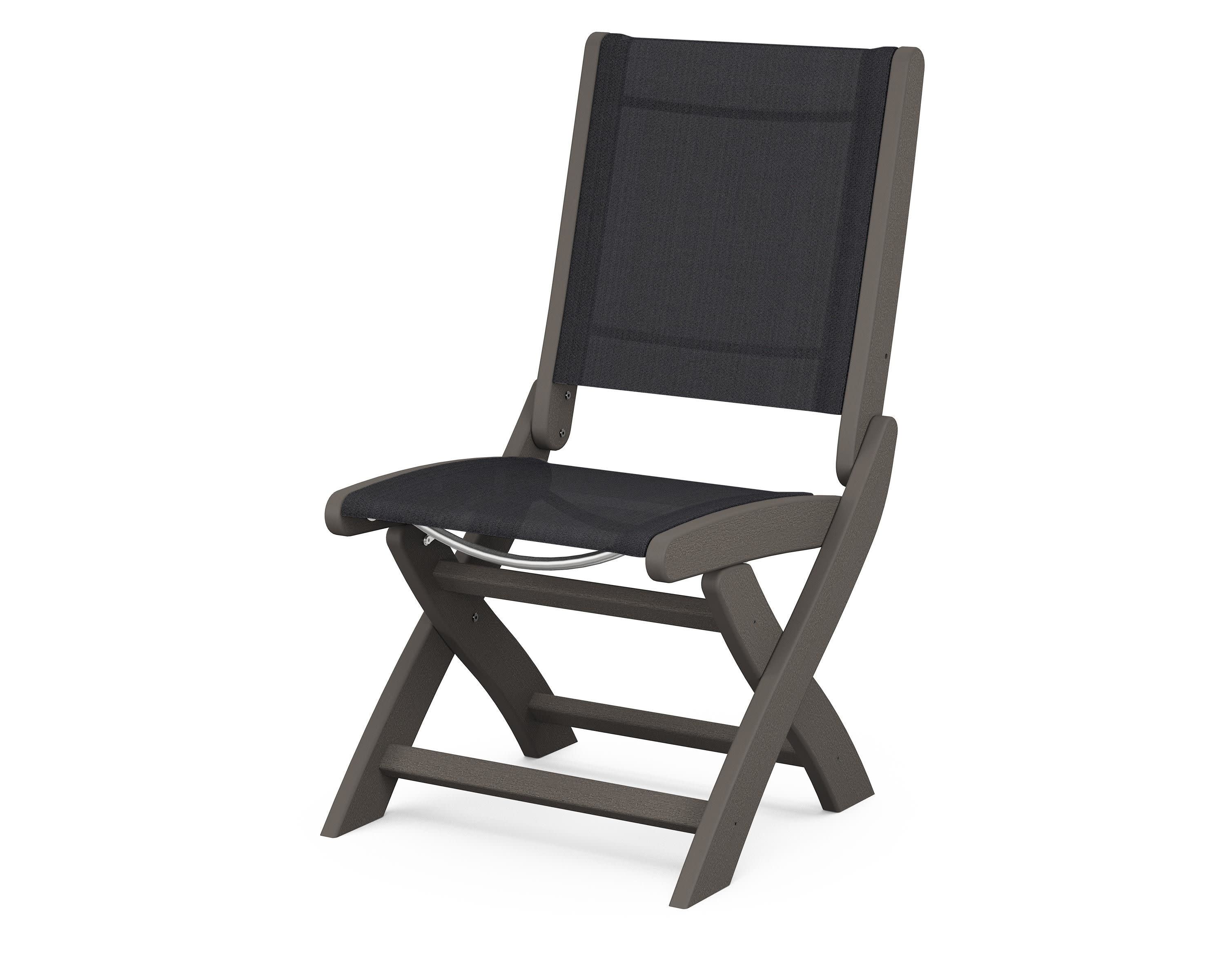 Coastal Folding Side Chair in Vintage Coffee / Black Sling