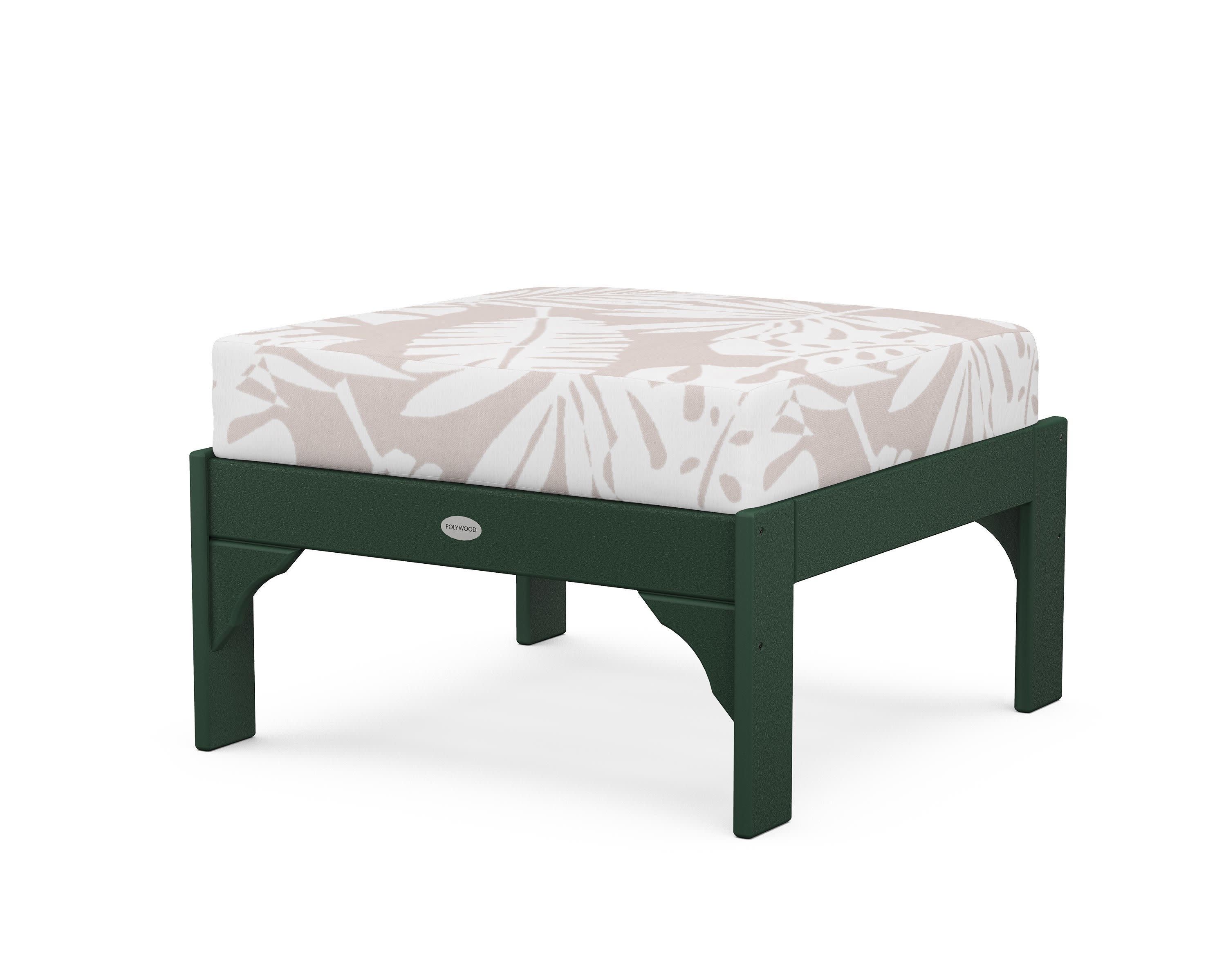 Vineyard Deep Seating Ottoman in Green / Leaf Dune Burlap
