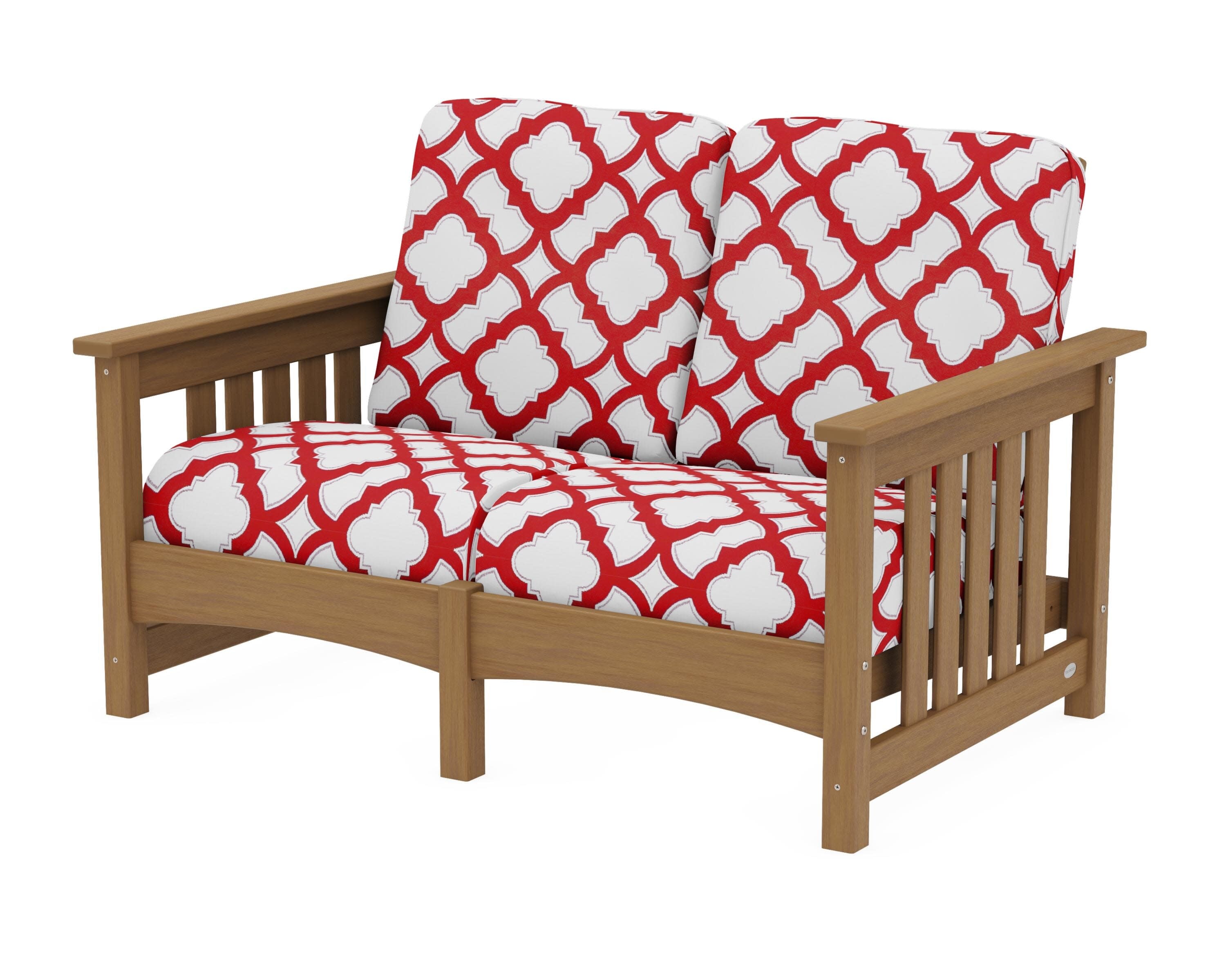 Club Mission Loveseat in Natural / Trellis Crimson