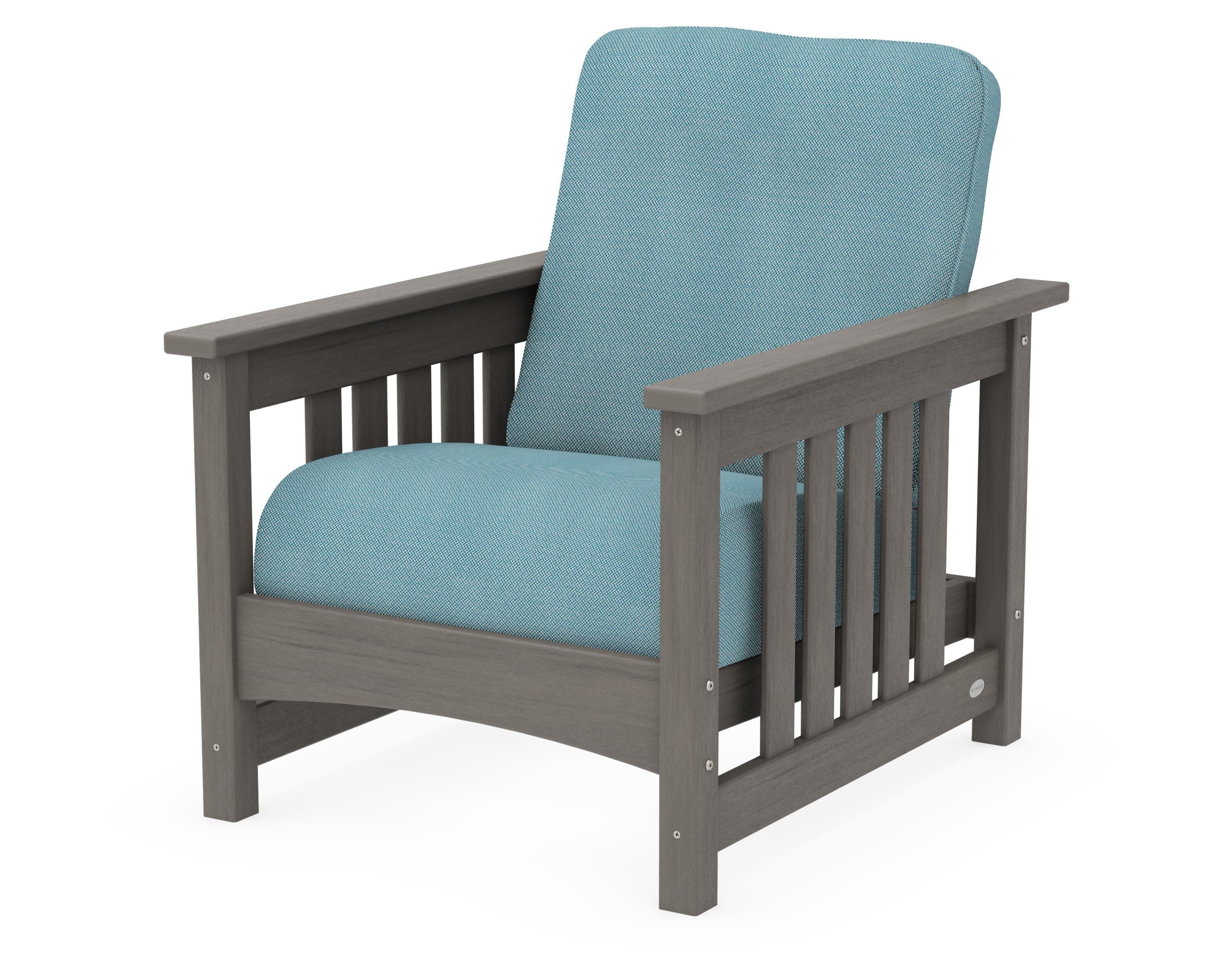 Club Mission Chair in Driftwood / Lattice Sky Blue