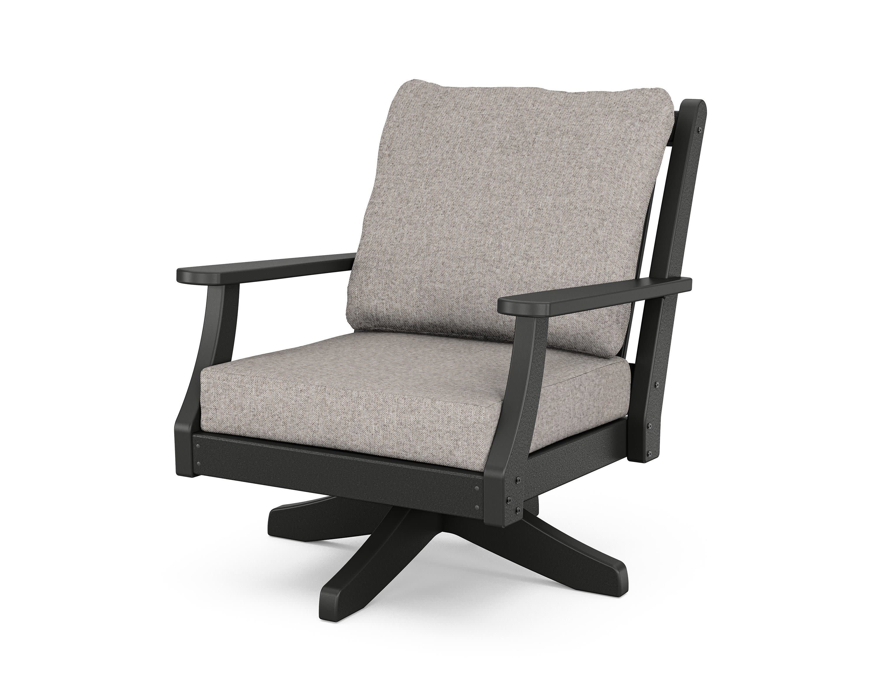 Wovendale Deep Seating Swivel Chair in Black / Weathered Tweed