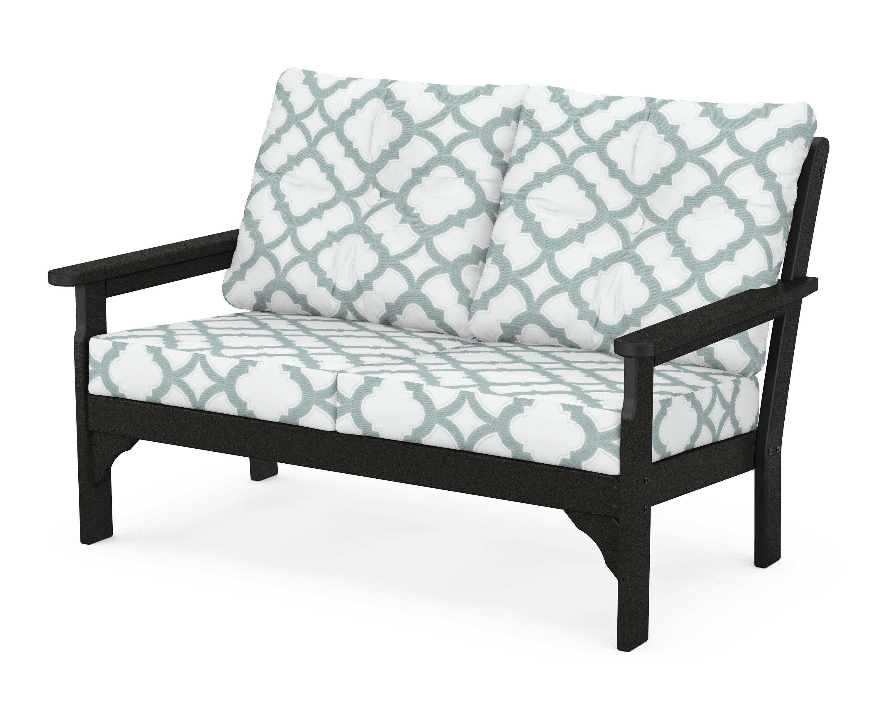 Vineyard Deep Seating Loveseat in Black / Trellis Glacier Spa