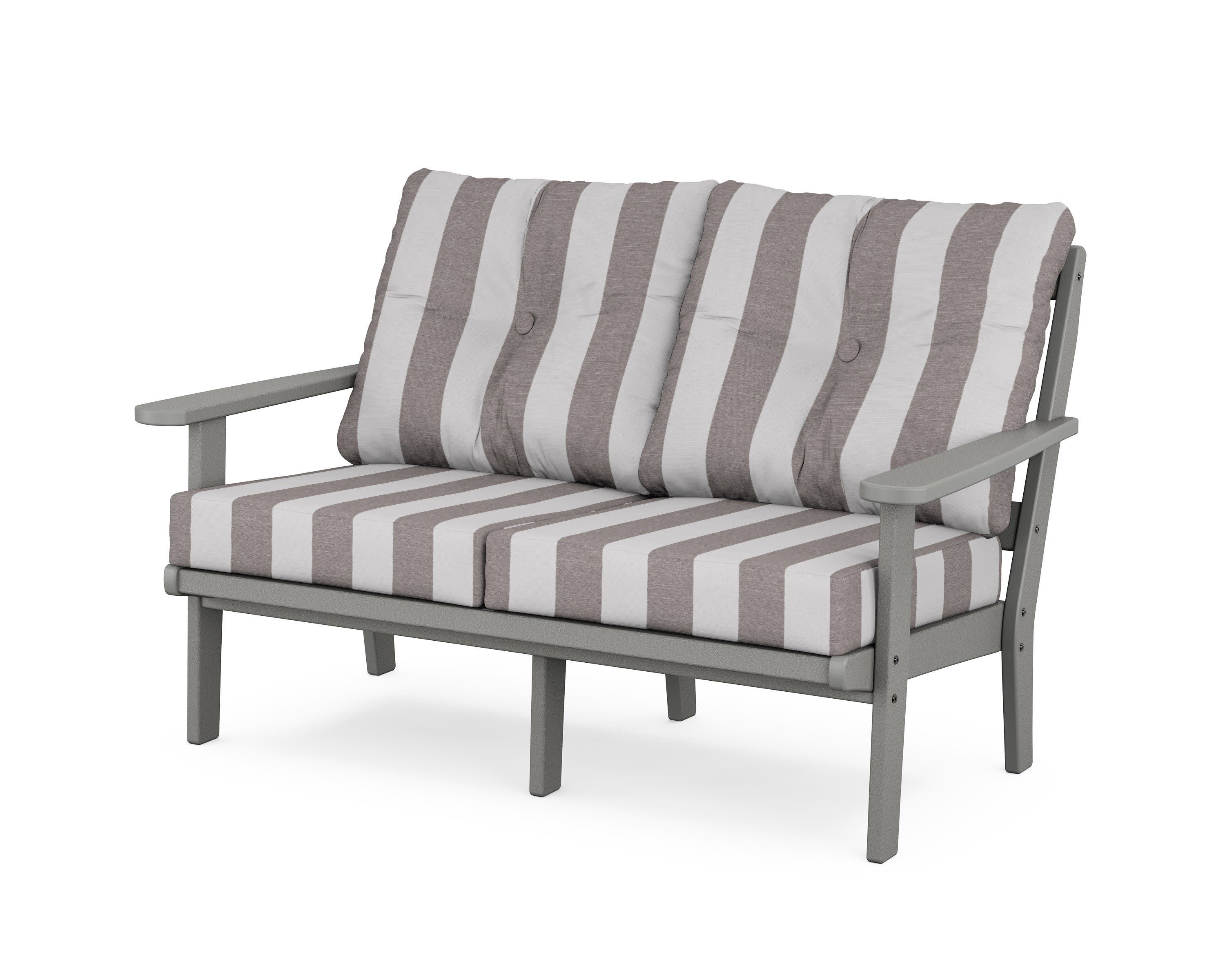 Mission Deep SeatingLoveseat in Slate Grey / Cabana Stripe Grey Mist