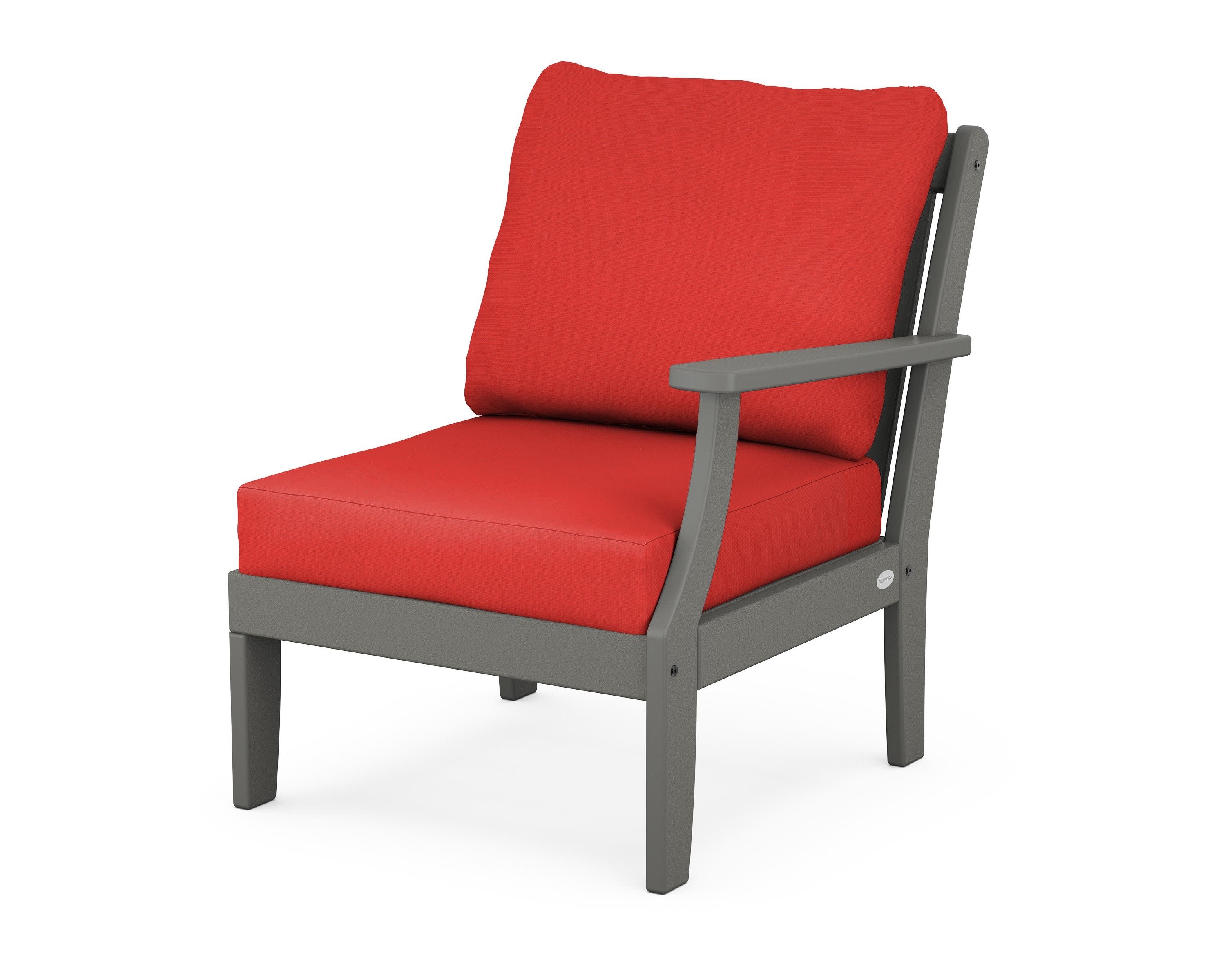 Braxton Modular Right Arm Chair in Slate Grey / Crimson Linen