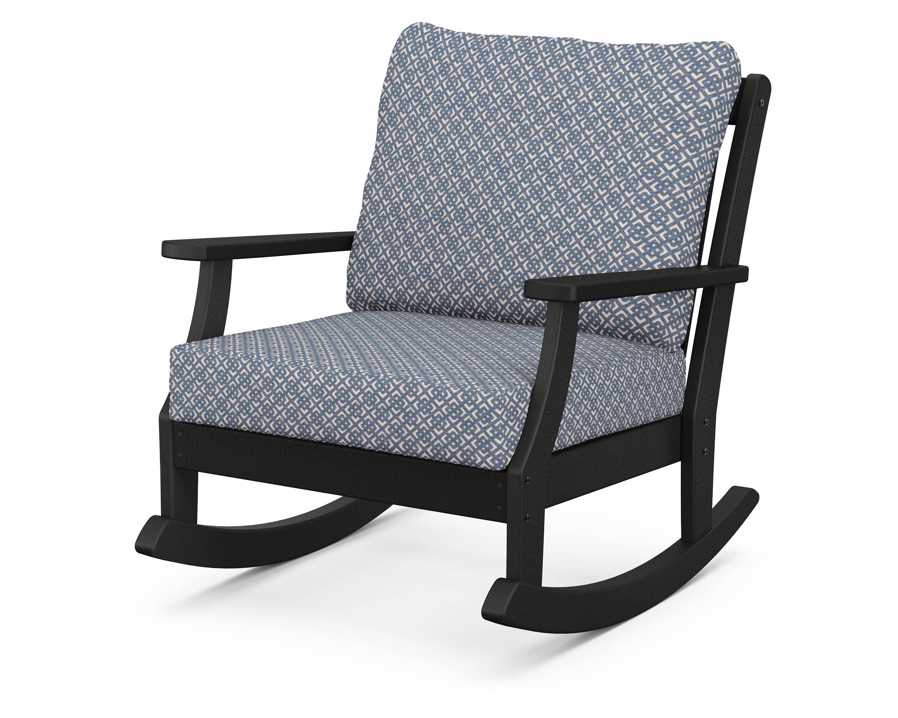Braxton Deep Seating Rocking Chair in Black / Hopscotch