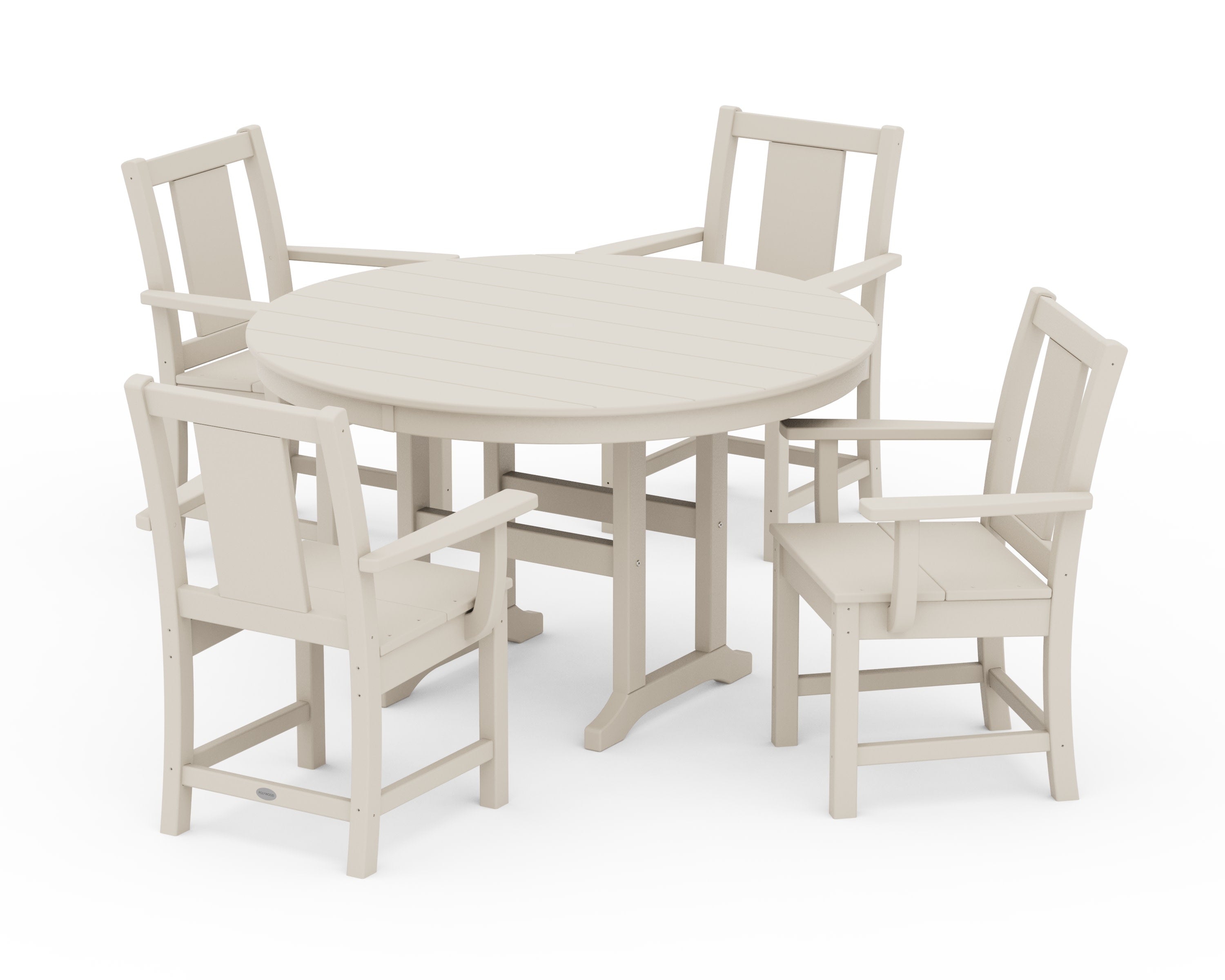 Prairie 5-Piece Round Farmhouse Dining Set in Sand