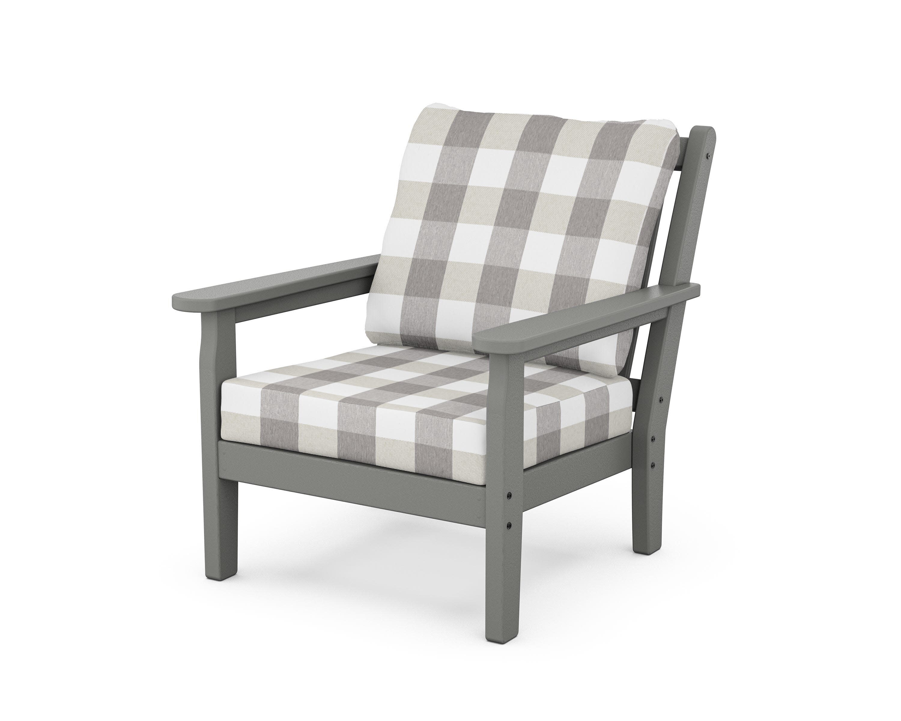 Chippendale Deep Seating Chair in Slate Grey / Buffalo Plaid Grey Mist
