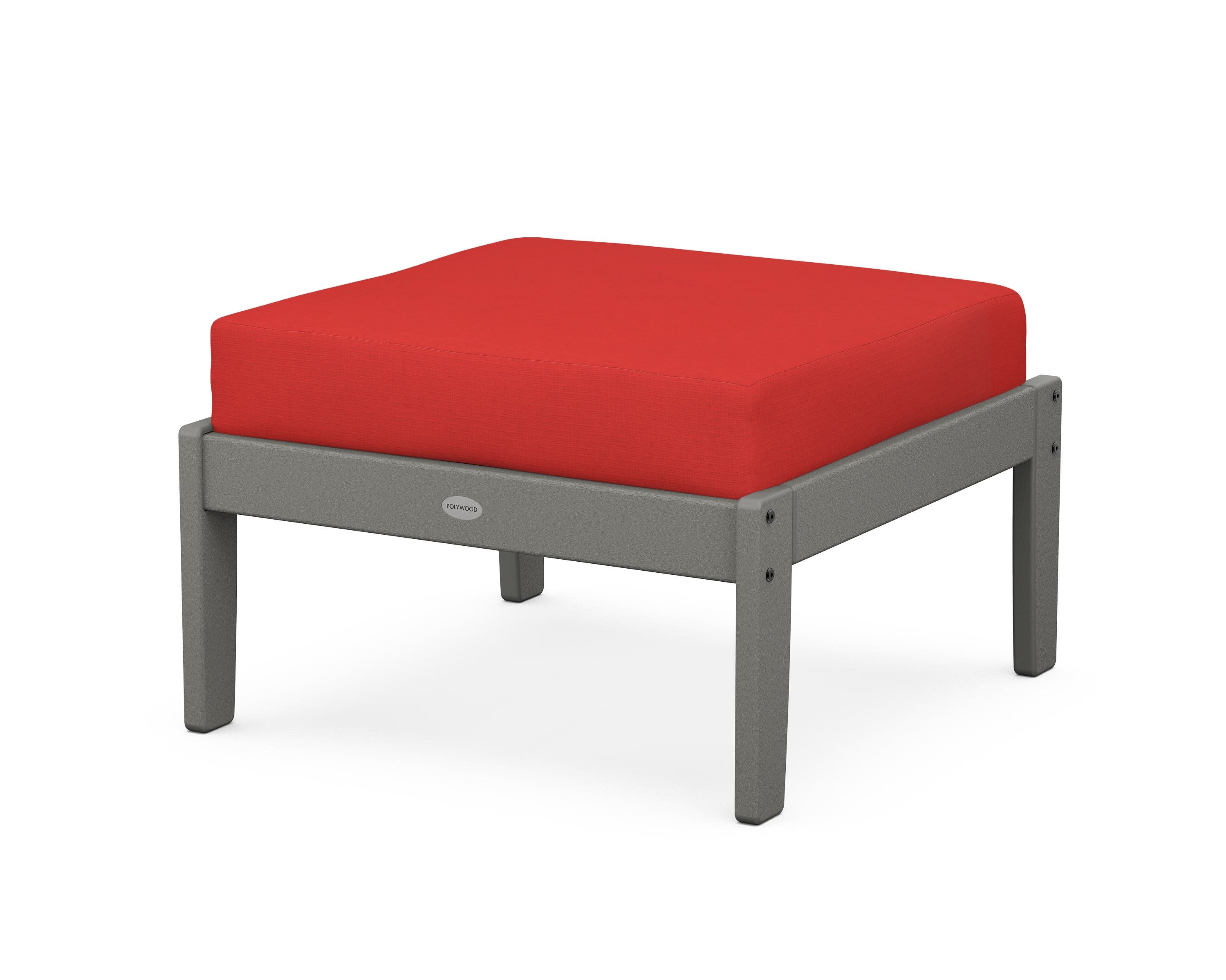 Braxton Deep Seating Ottoman in Slate Grey / Crimson Linen
