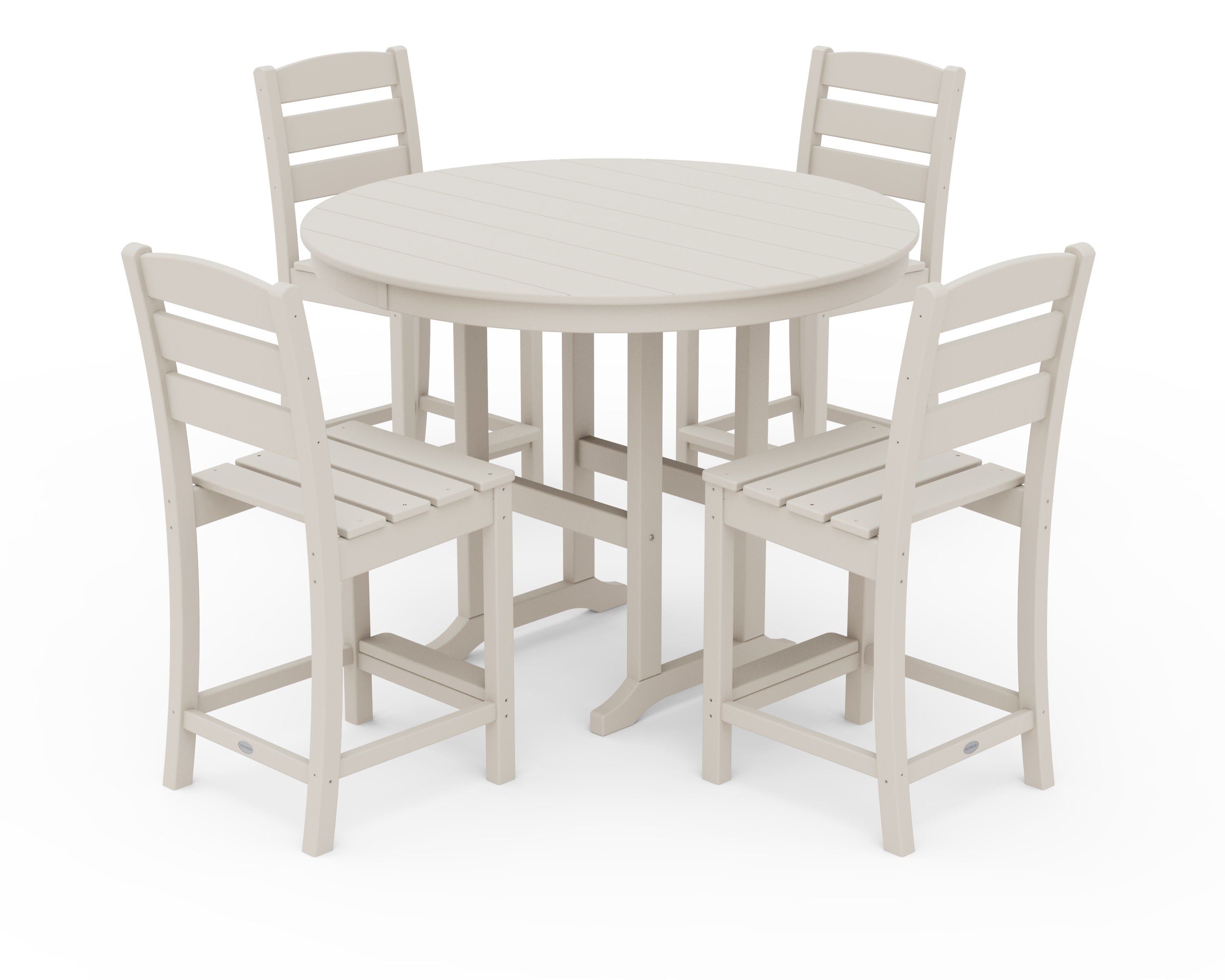Lakeside 5-Piece Farmhouse Round Side Chair Counter  Set in Sand