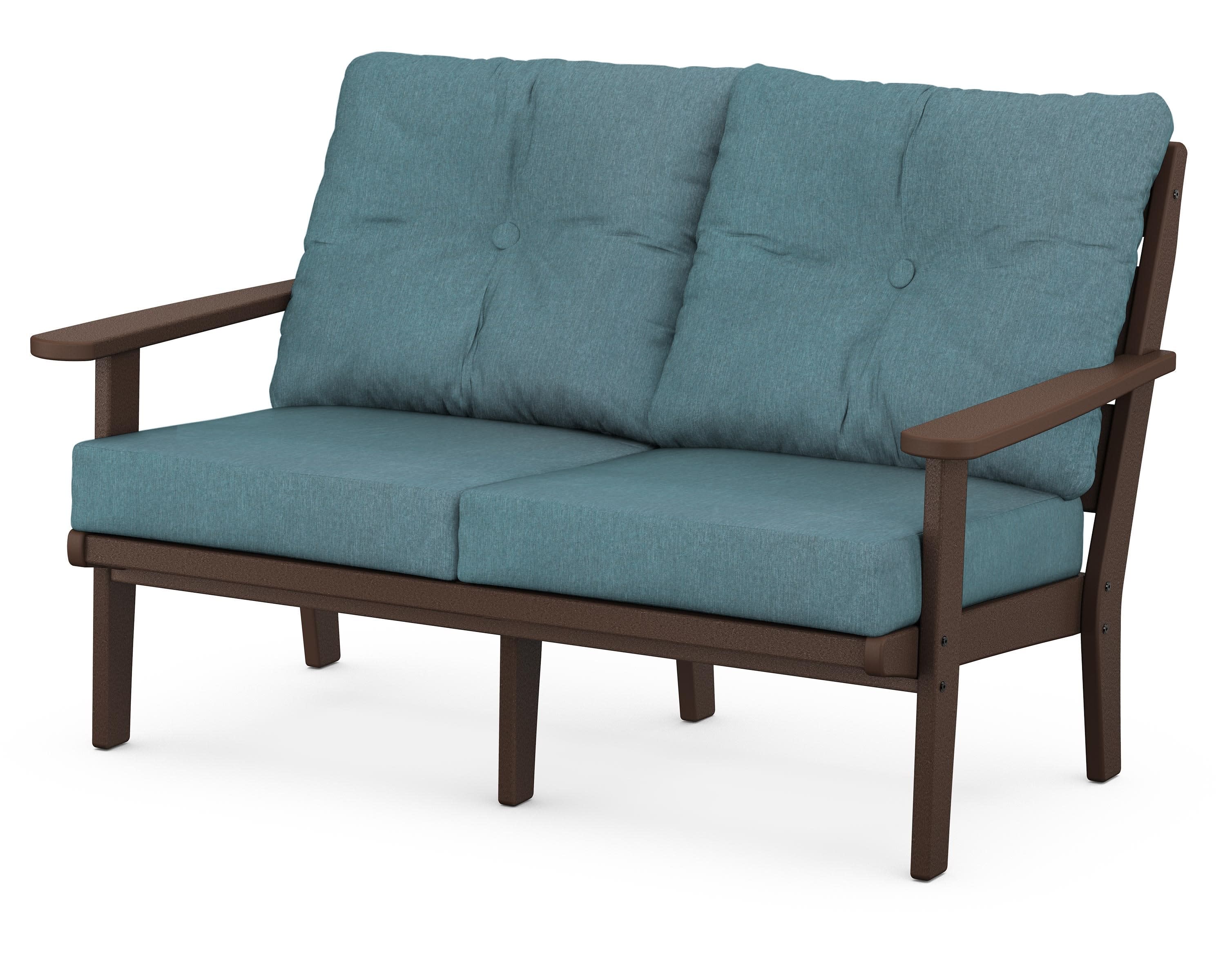 Lakeside Deep Seating Loveseat in Mahogany / Ocean Teal