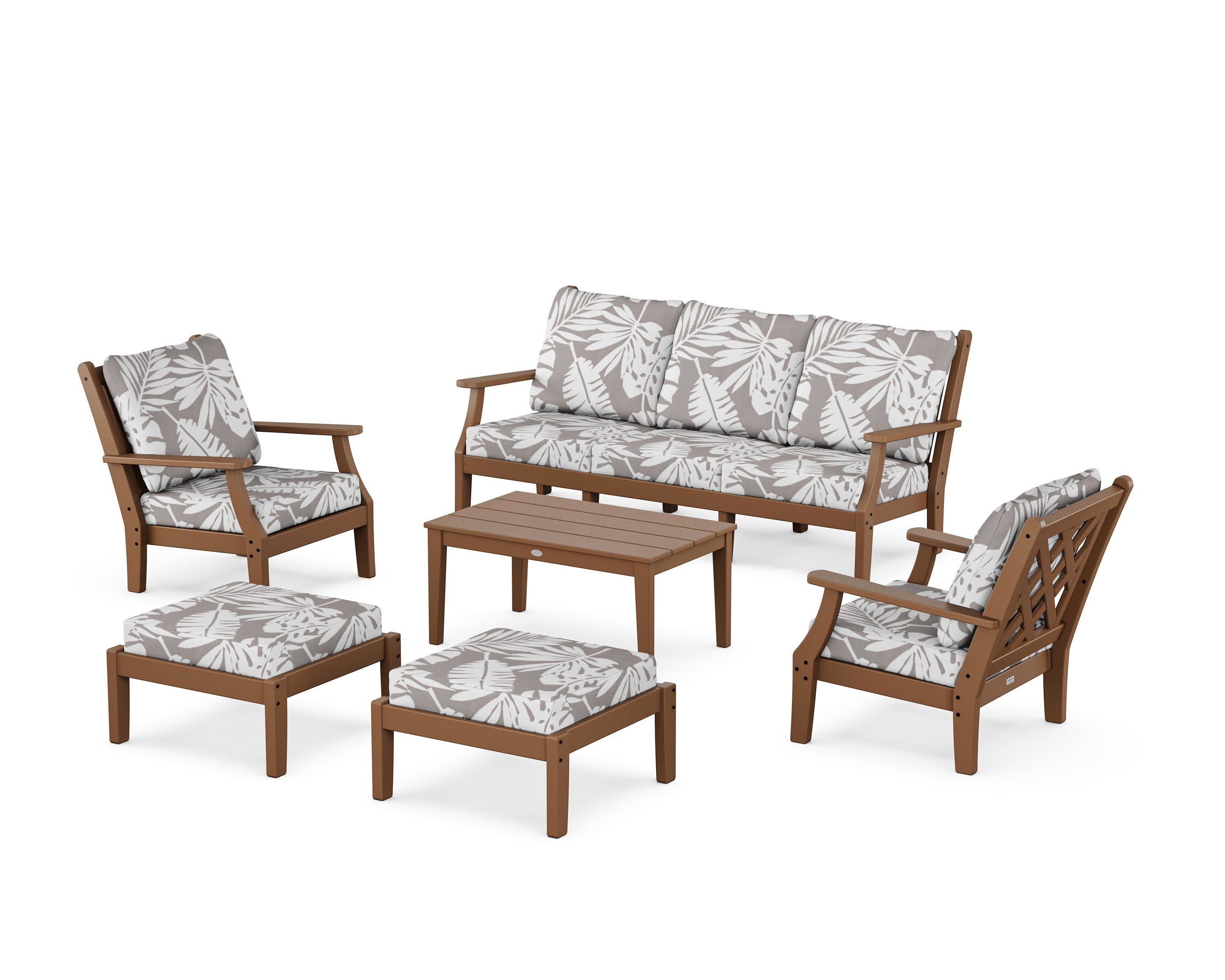 Wovendale 6-Piece Lounge Sofa Set in Teak / Leaf Grey Mist