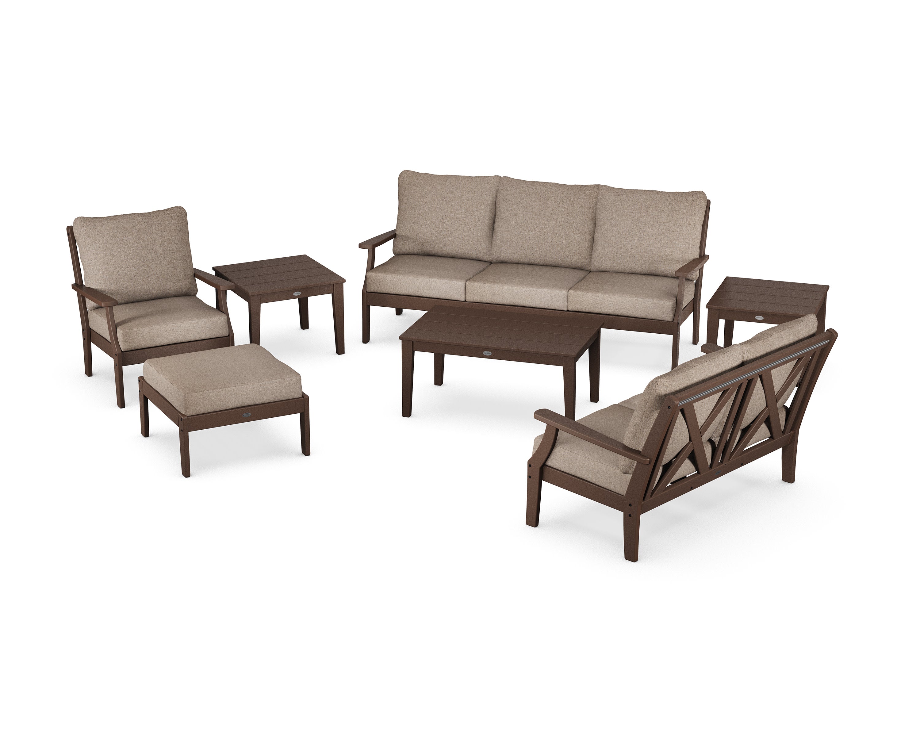 Braxton 7-Piece Deep Seating Set in Mahogany / Spiced Burlap